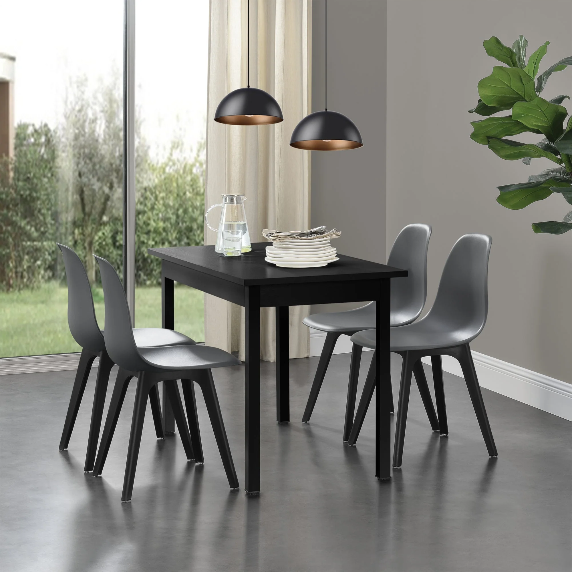 Essgruppe Horten 5-tlg. Tisch 120x60 cm Weiß [en.casa] - Image 6