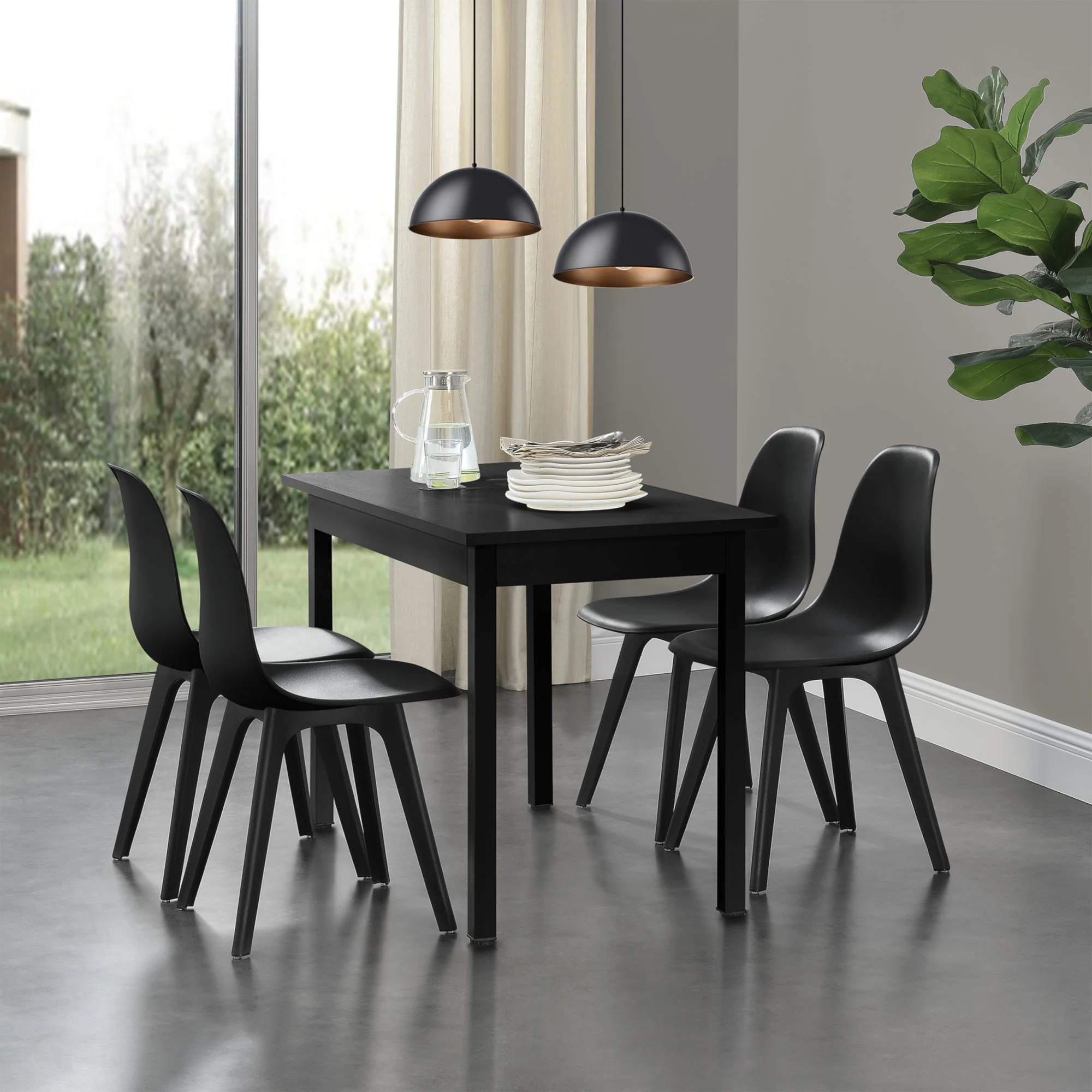 Essgruppe Horten 5-tlg. Tisch 120x60 cm Weiß [en.casa] - Image 7