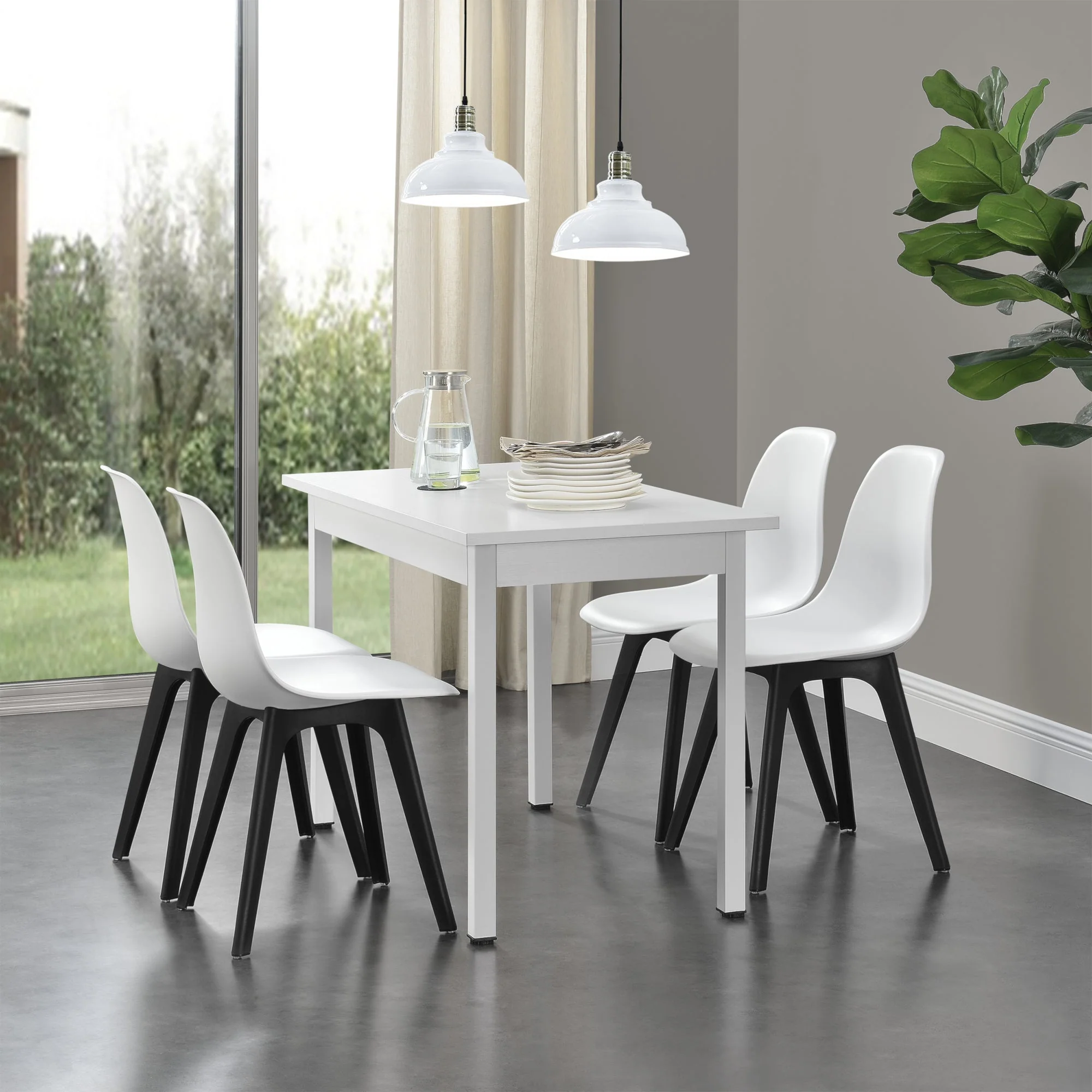 Essgruppe Horten 5-tlg. Tisch 120x60 cm Weiß [en.casa] - Image 8