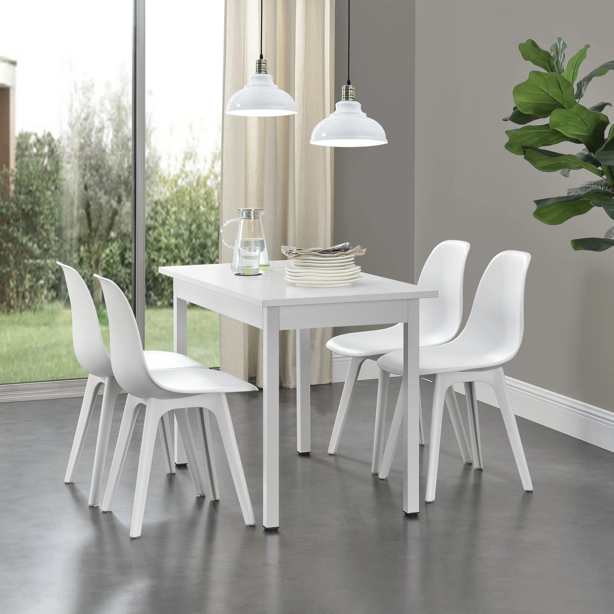 Essgruppe Horten 5-tlg. Tisch 120x60 cm Weiß [en.casa] - Image 9