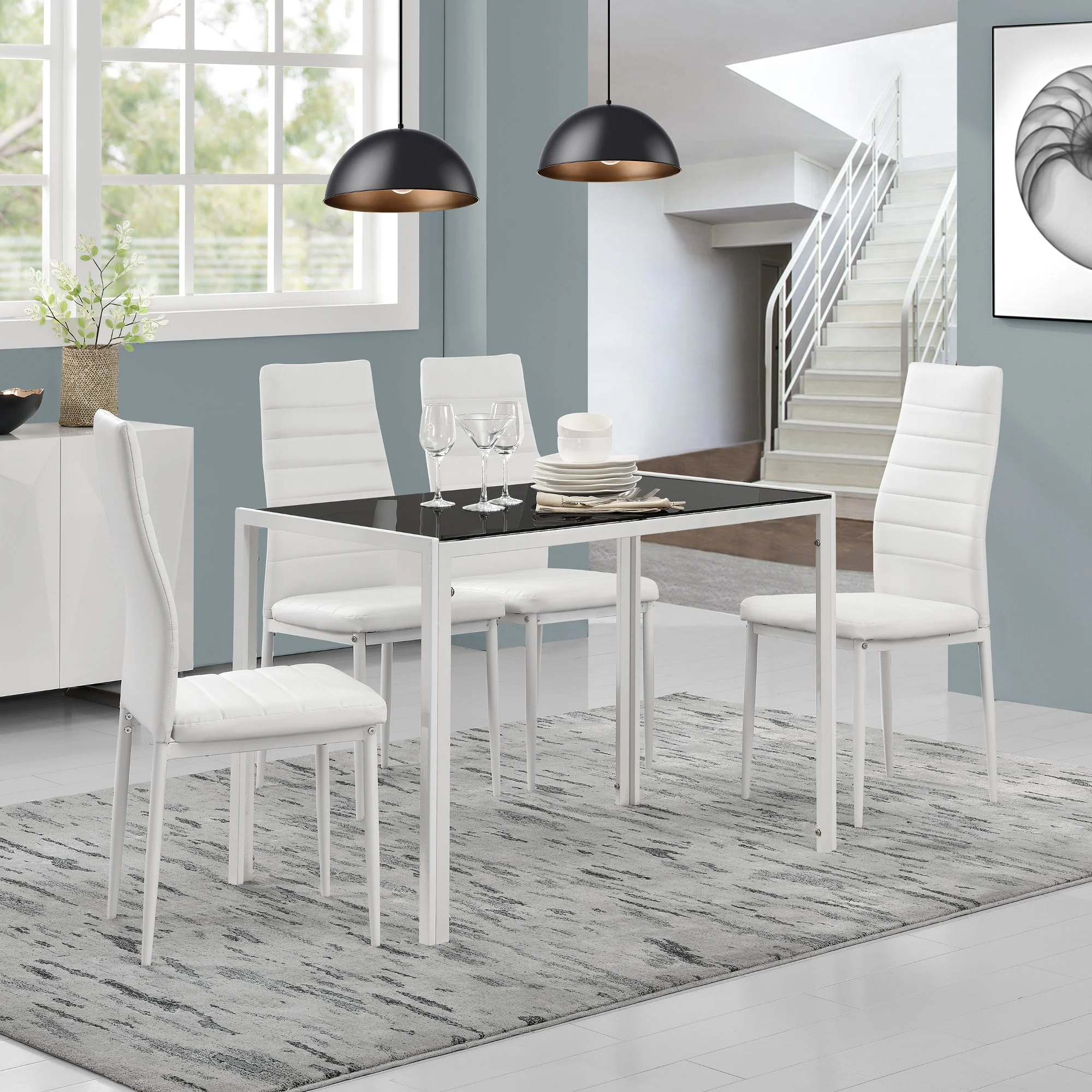 Esstisch Eschede 105x60x75 cm mit Tischplatte aus Glas in versch. Farben en.casa - Image 5