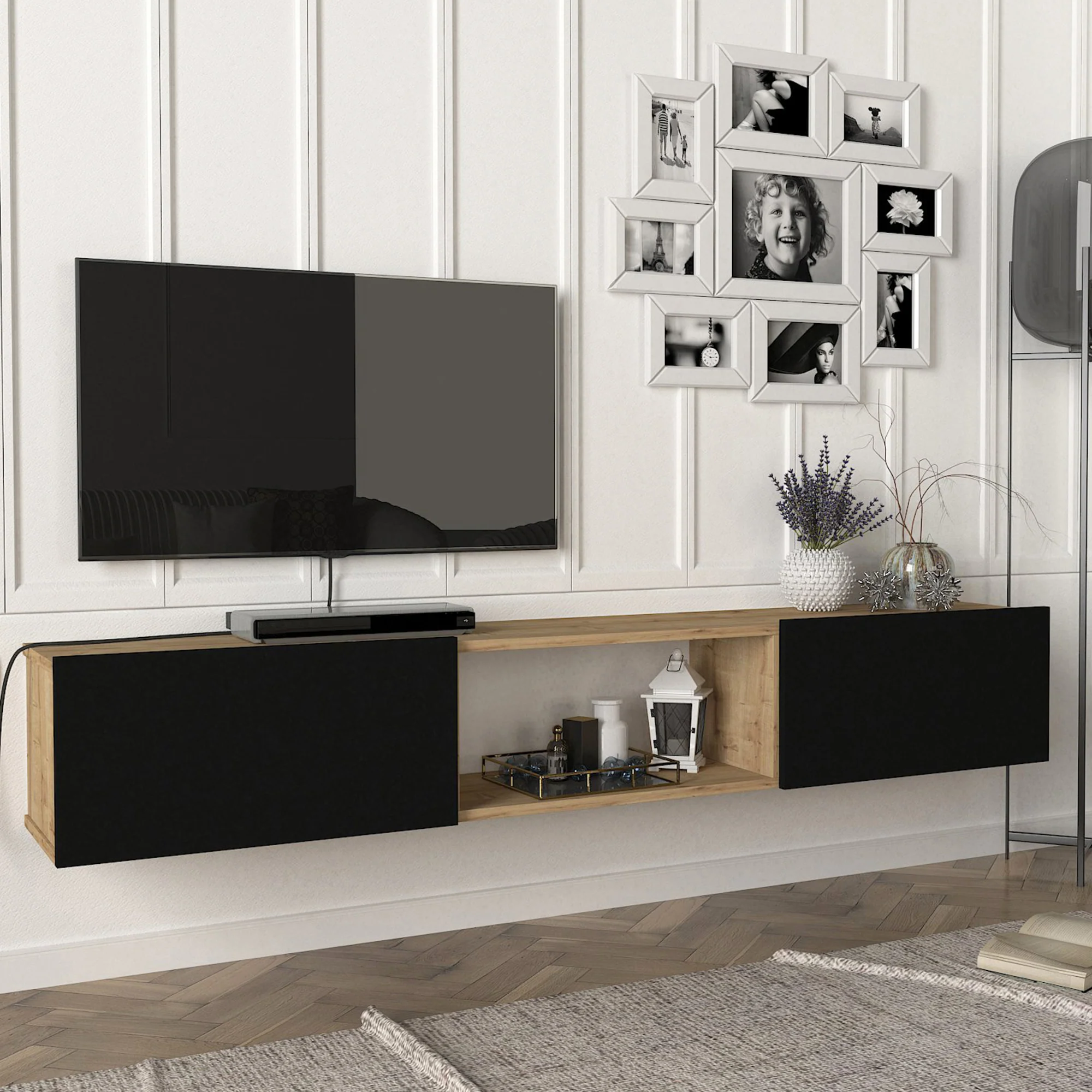 Fernsehschrank Paltamo 180x31x29,5cm in verschiedenen Farben [en.casa] - Image 7