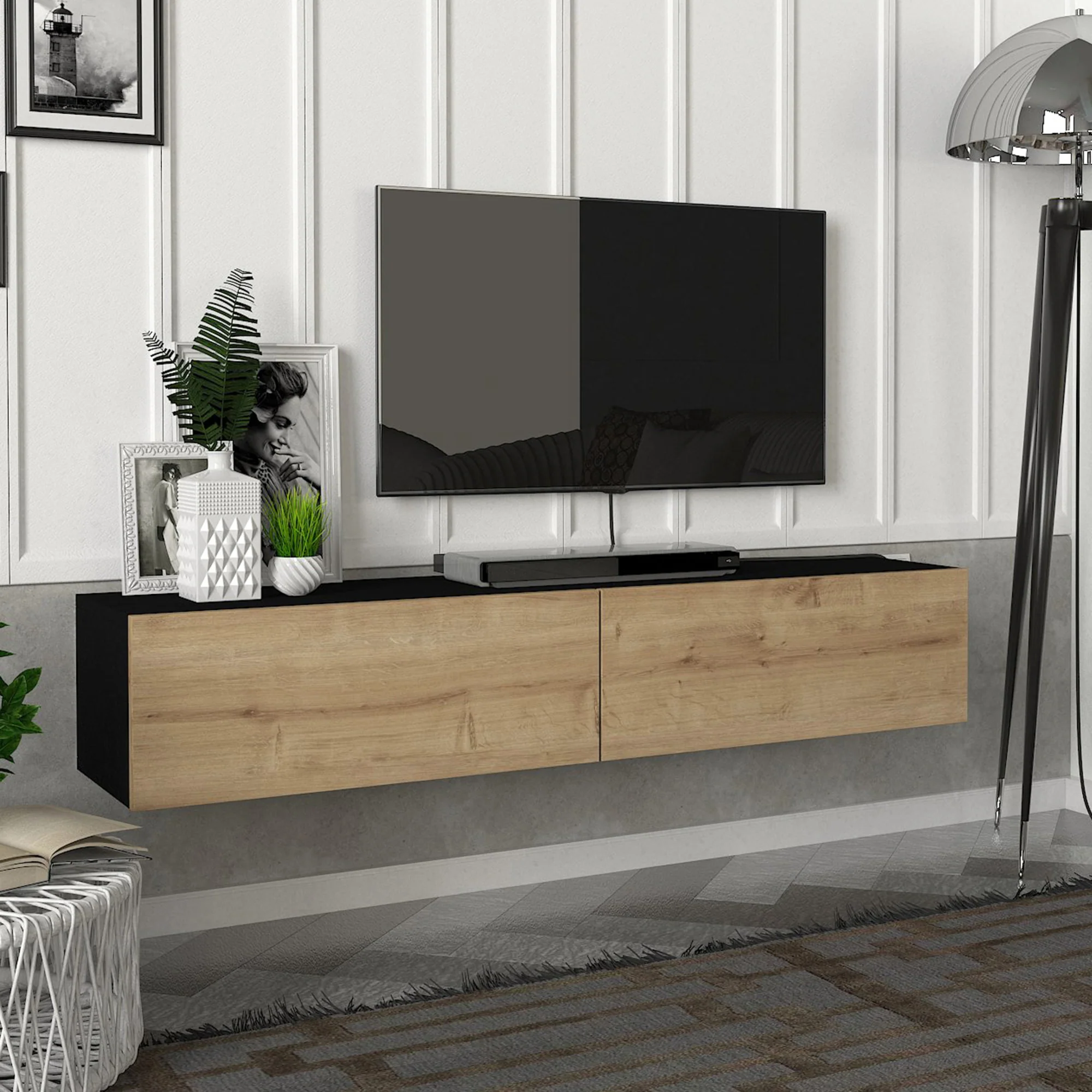 Fernsehschrank Toivakka 135x31x25cm in versch. Farben [en.casa] - Image 2