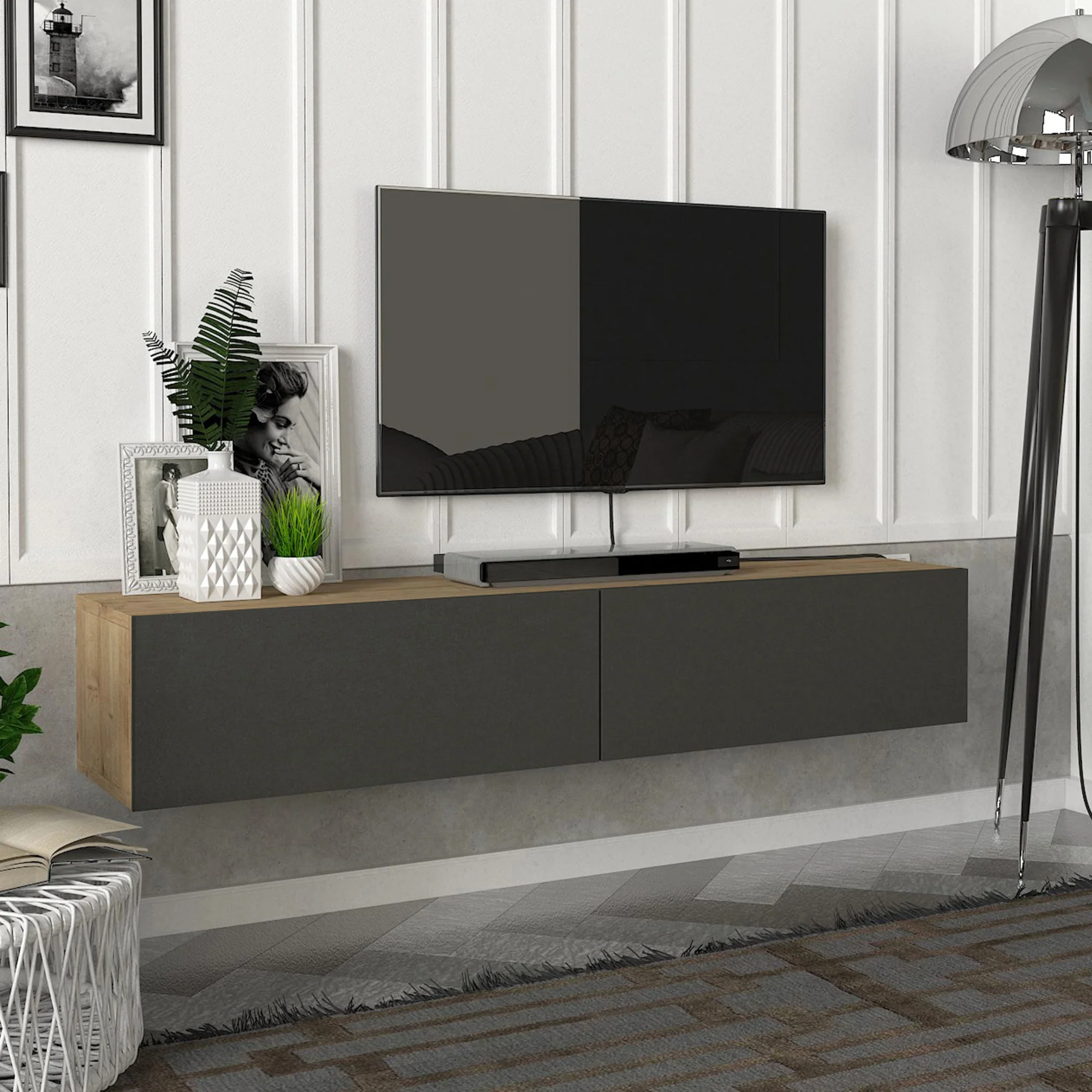Fernsehschrank Toivakka 135x31x25cm in versch. Farben [en.casa] - Image 5