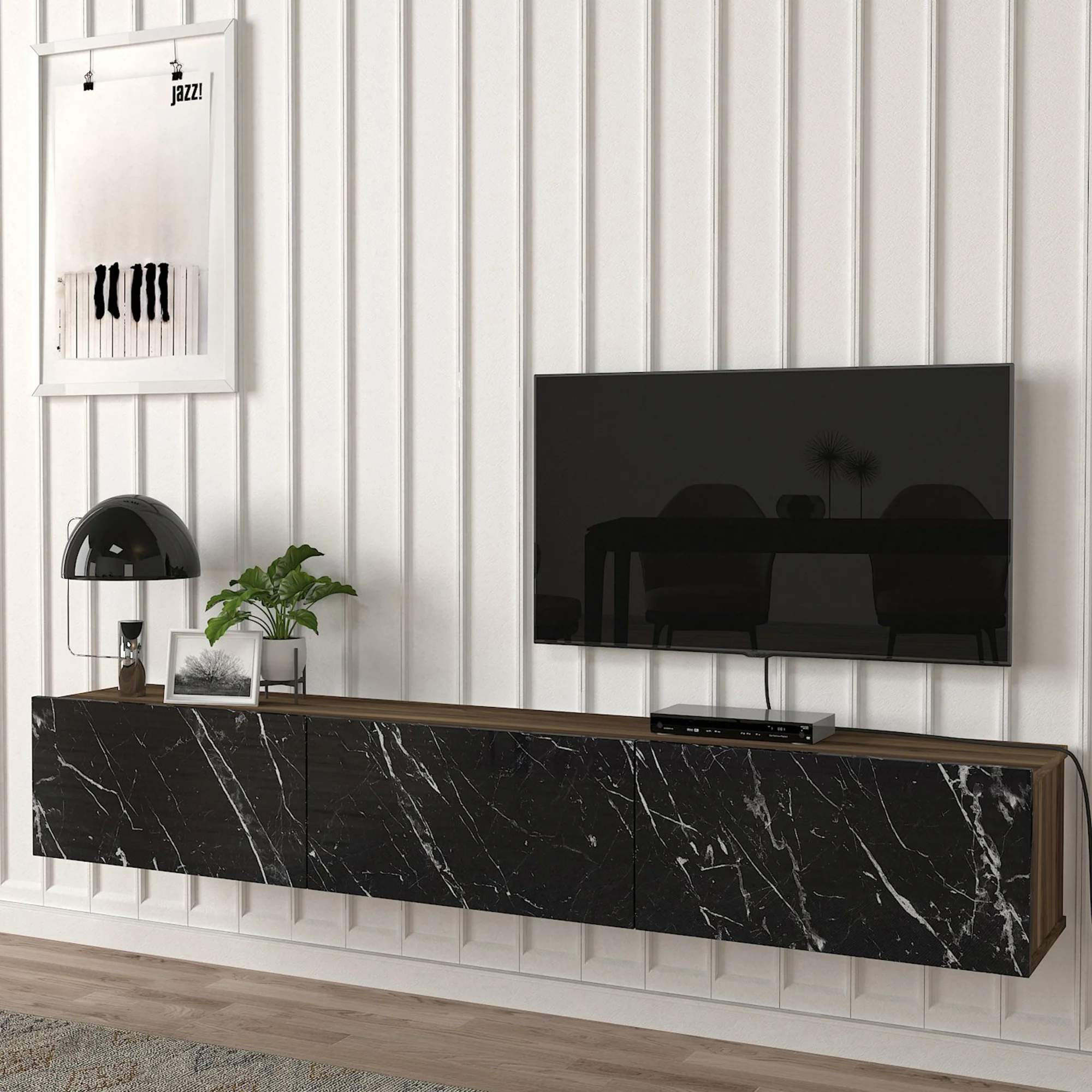 Fernsehschrank Vihti 180x31x29,5cm in versch. Farben [en.casa] - Image 2