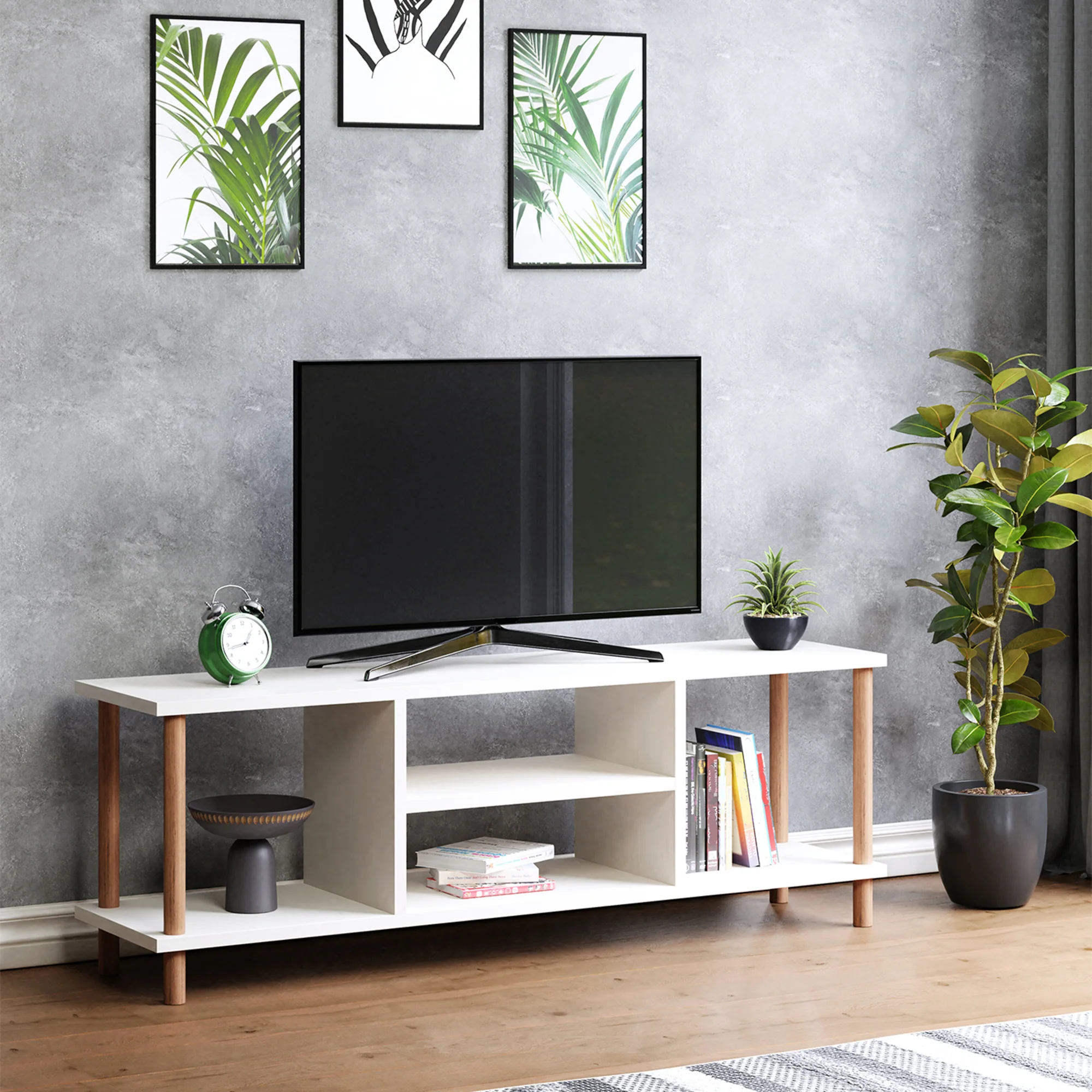 Fernsehtisch Ærøskøbing mit 2 Ablagefächern 43x120x29 cm versch. Farben [en.casa]