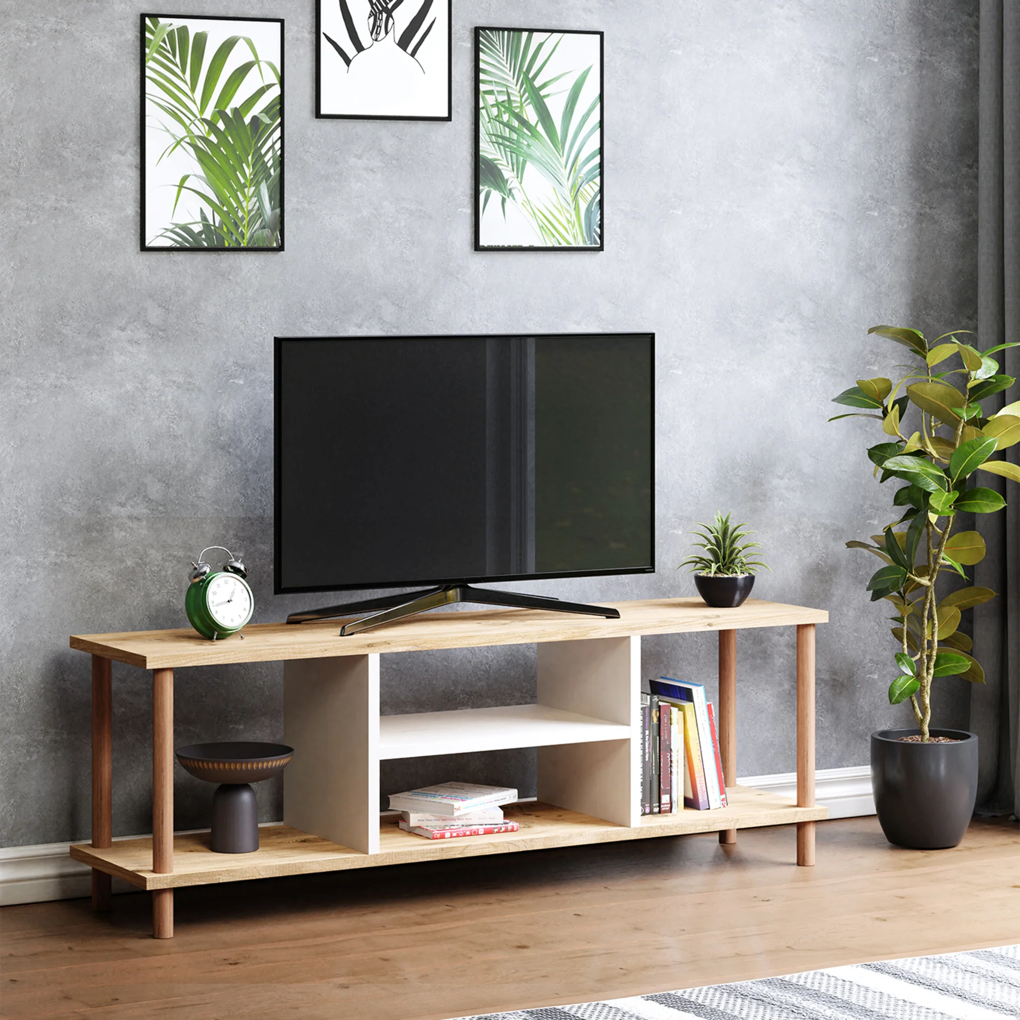 Fernsehtisch Ærøskøbing mit 2 Ablagefächern 43x120x29 cm versch. Farben [en.casa] - Image 2