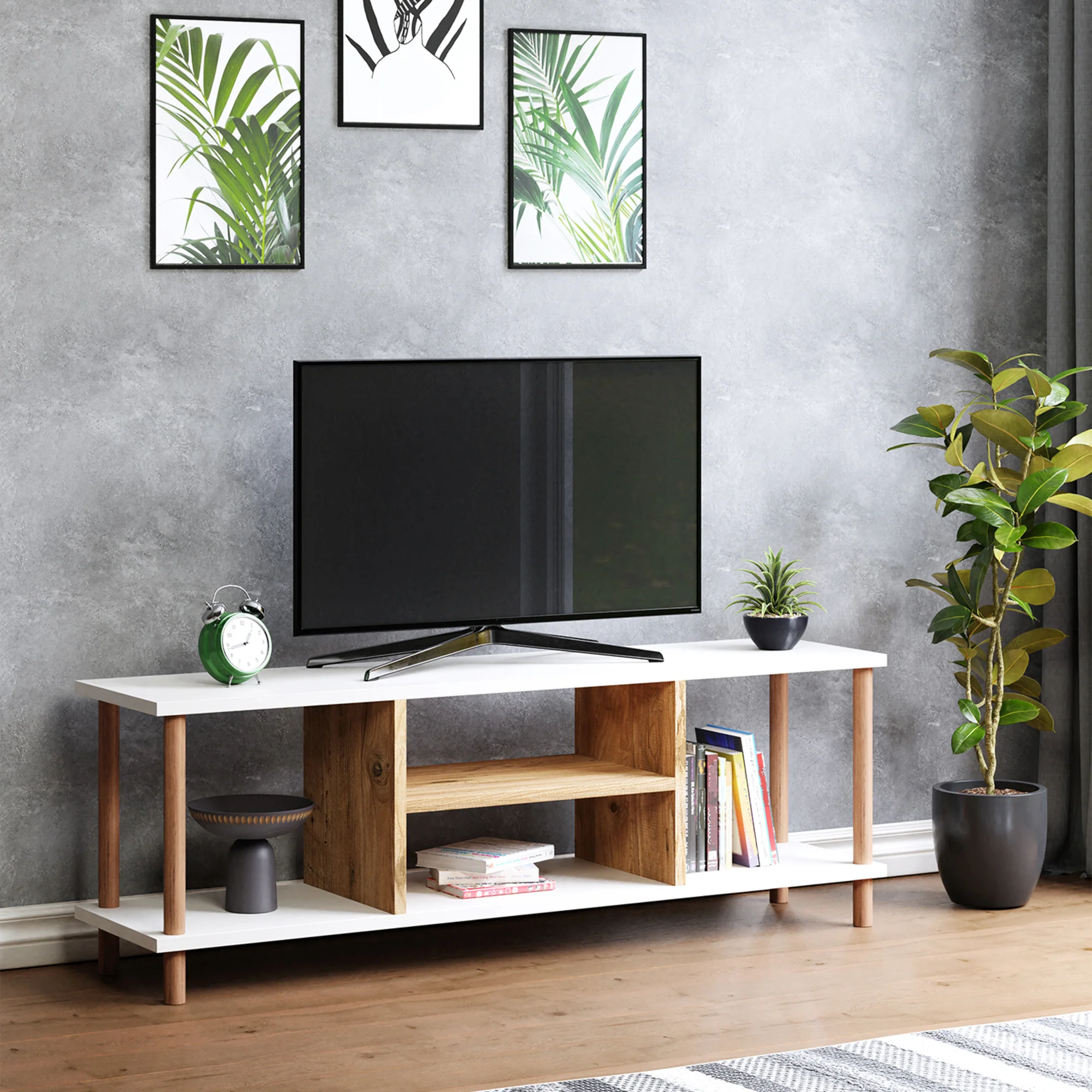 Fernsehtisch Ærøskøbing mit 2 Ablagefächern 43x120x29 cm versch. Farben [en.casa] - Image 3