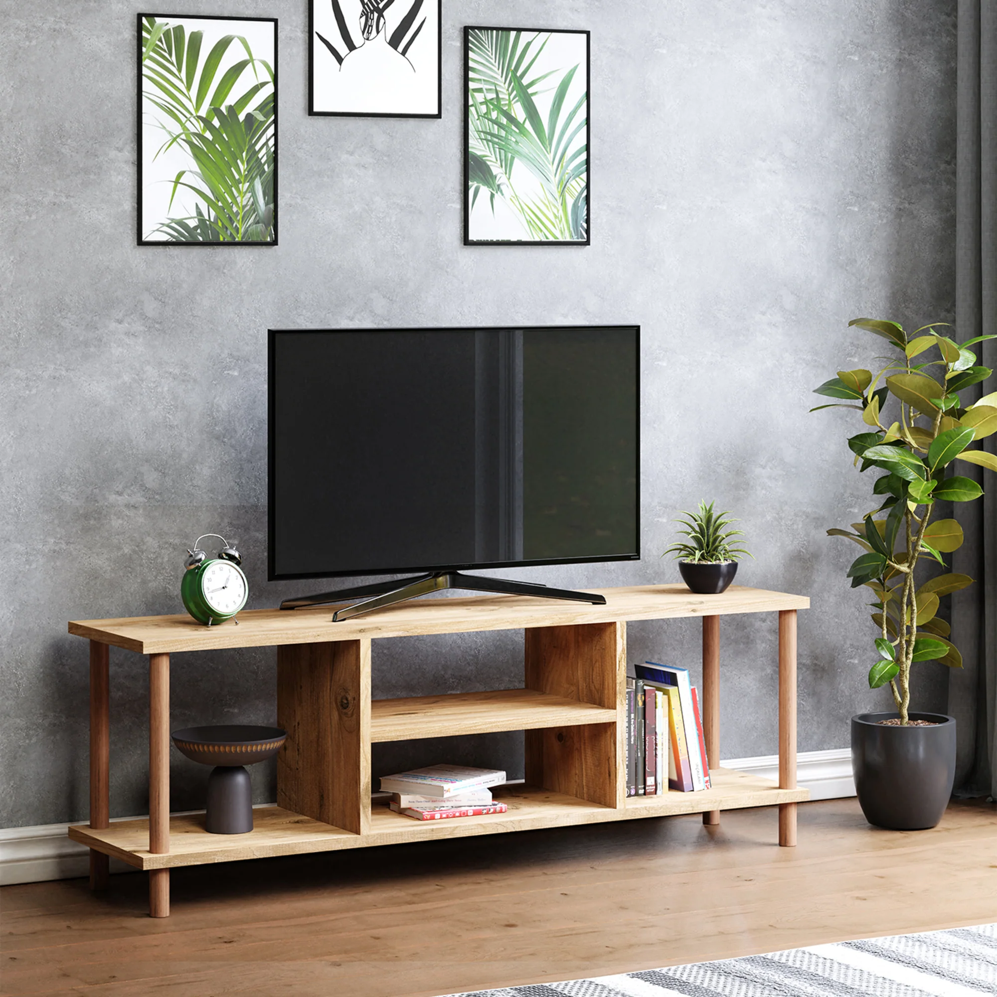 Fernsehtisch Ærøskøbing mit 2 Ablagefächern 43x120x29 cm versch. Farben [en.casa] - Image 4