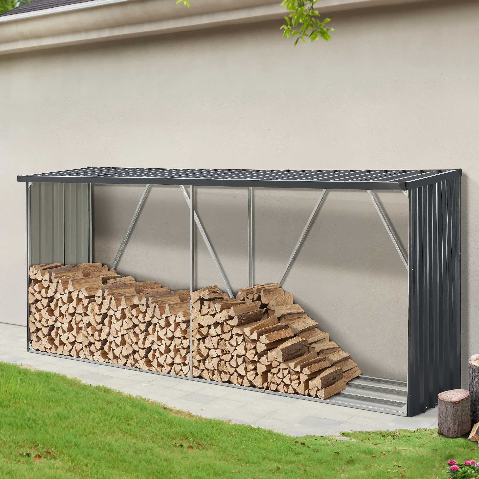 Feuerholzregal Kalmar Stahl Anthrazit in mehreren Größen [casa.pro] - Image 3