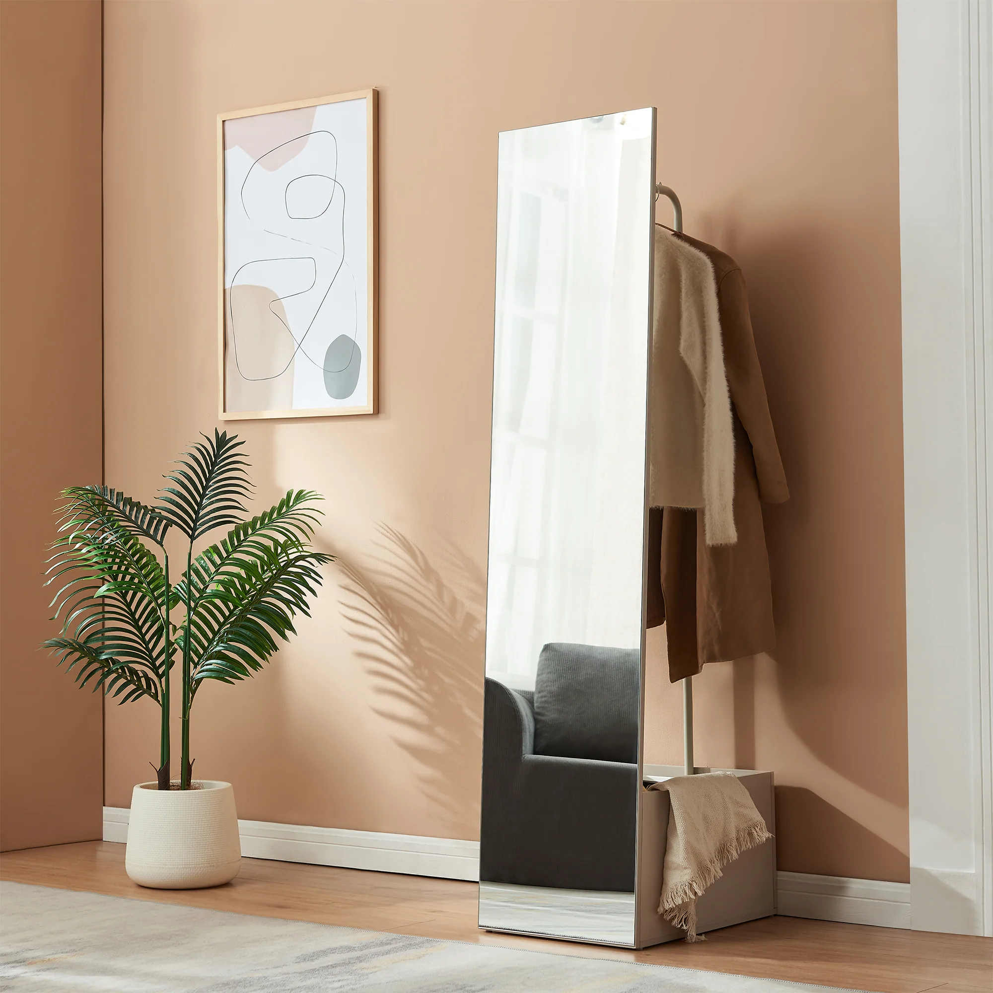 Garderobenspiegel 2-in-1 Saden 165x40x51 cm [en.casa] - Image 2