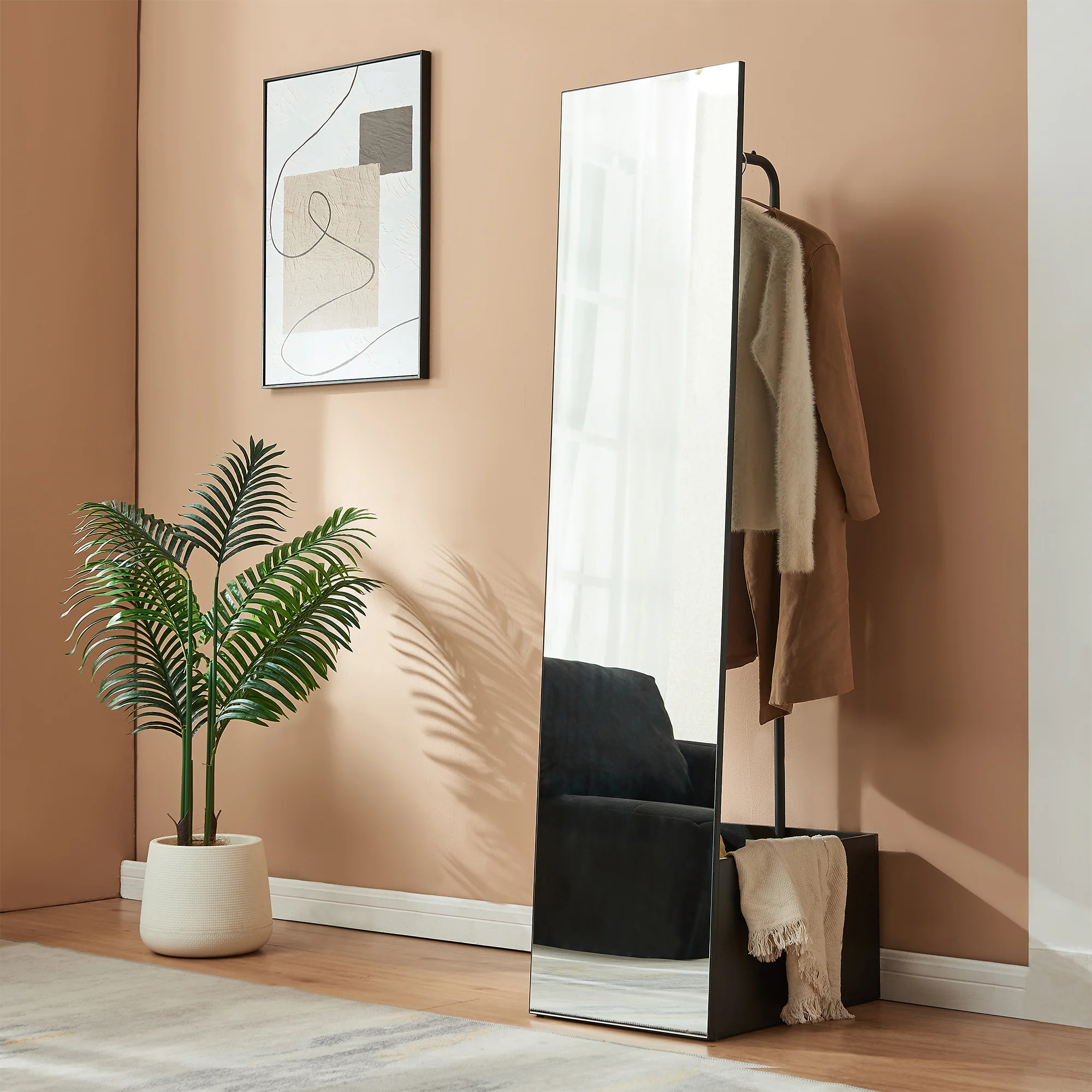 Garderobenspiegel 2-in-1 Saden 165x40x51 cm [en.casa] - Image 3