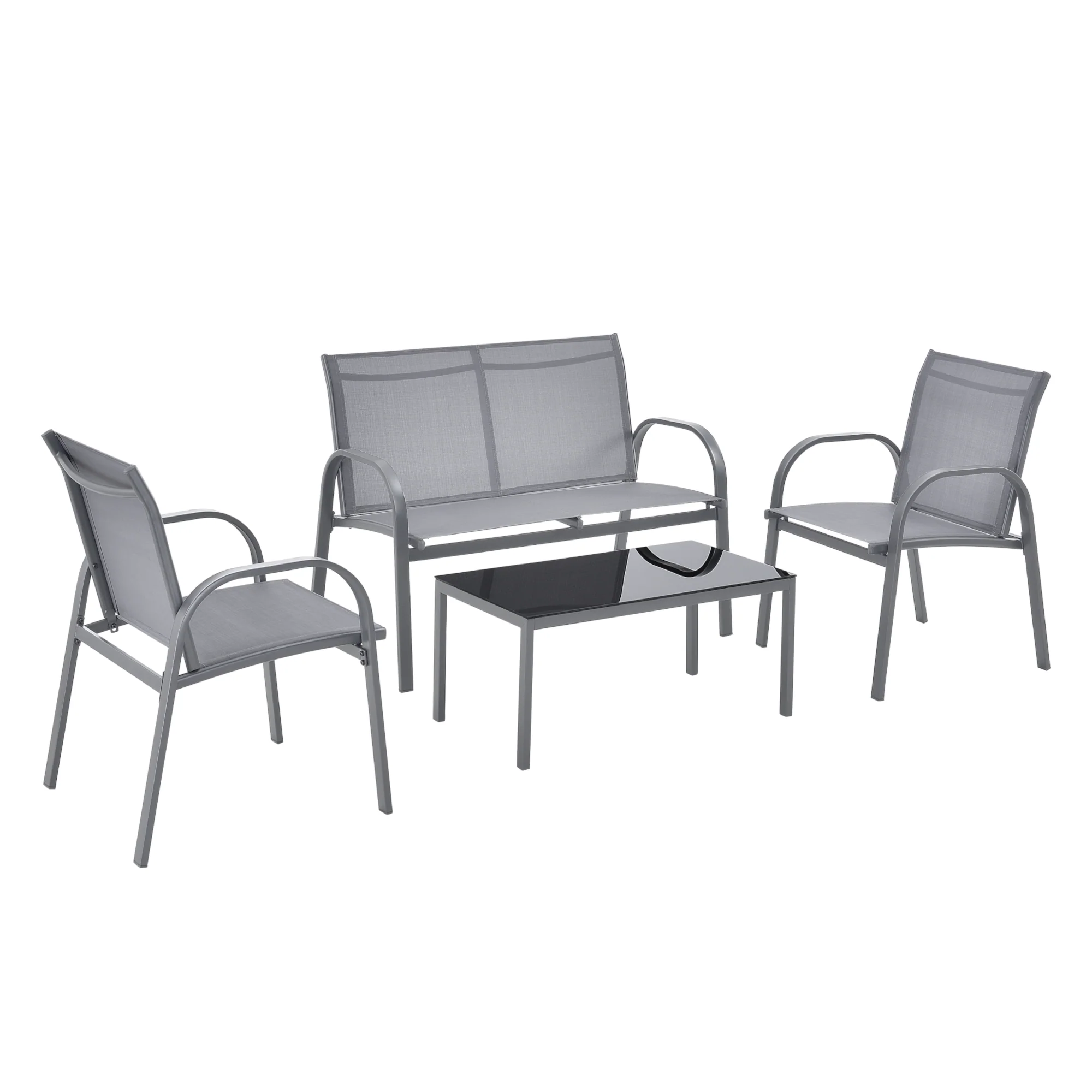 Gartenmöbel-Set Gagra Stühle mit Sitzbank und Tisch versch. Farben en.casa - Image 3