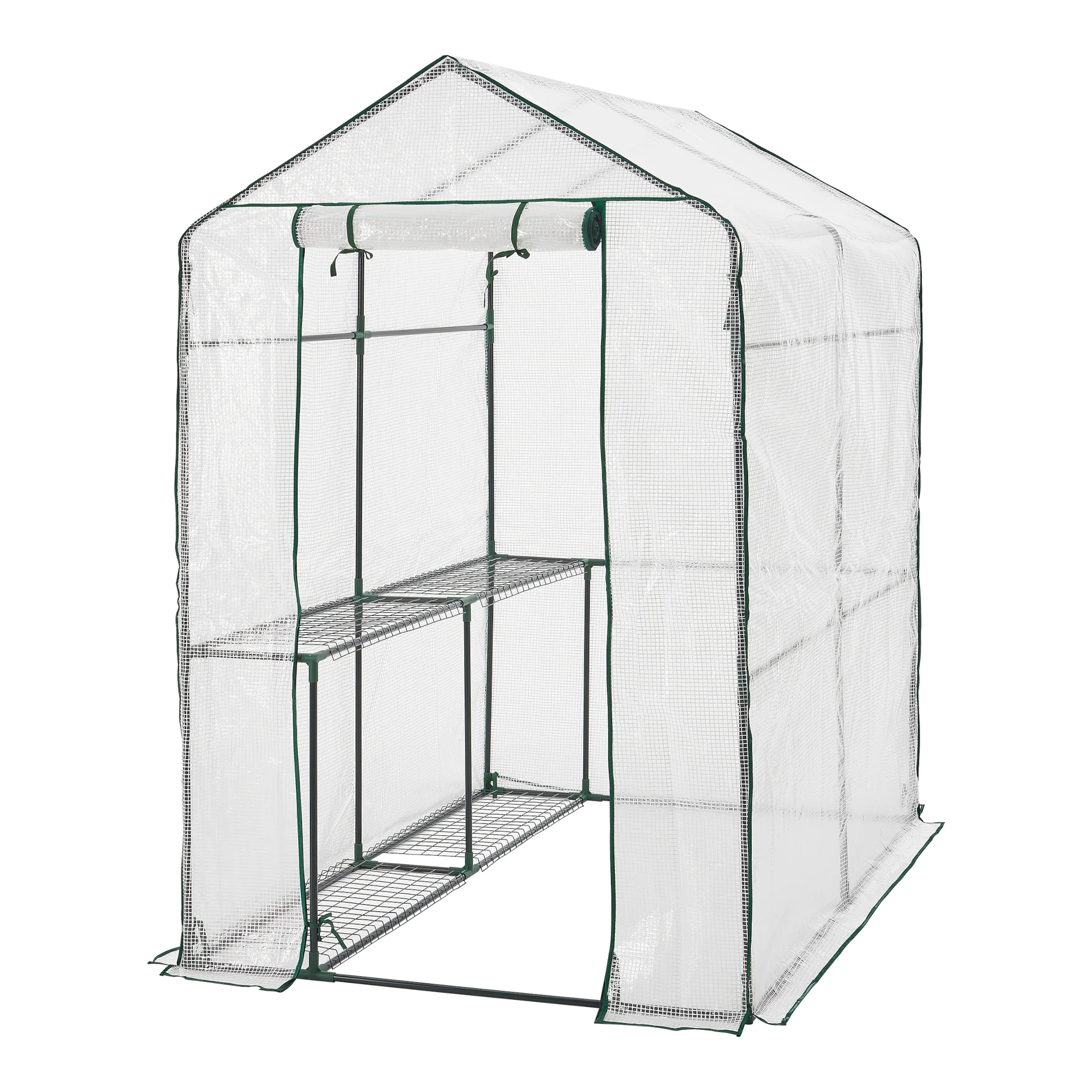 Gewächshaus Oosterhout mit Ablagen 120x186x190cm Transparent [en.casa]