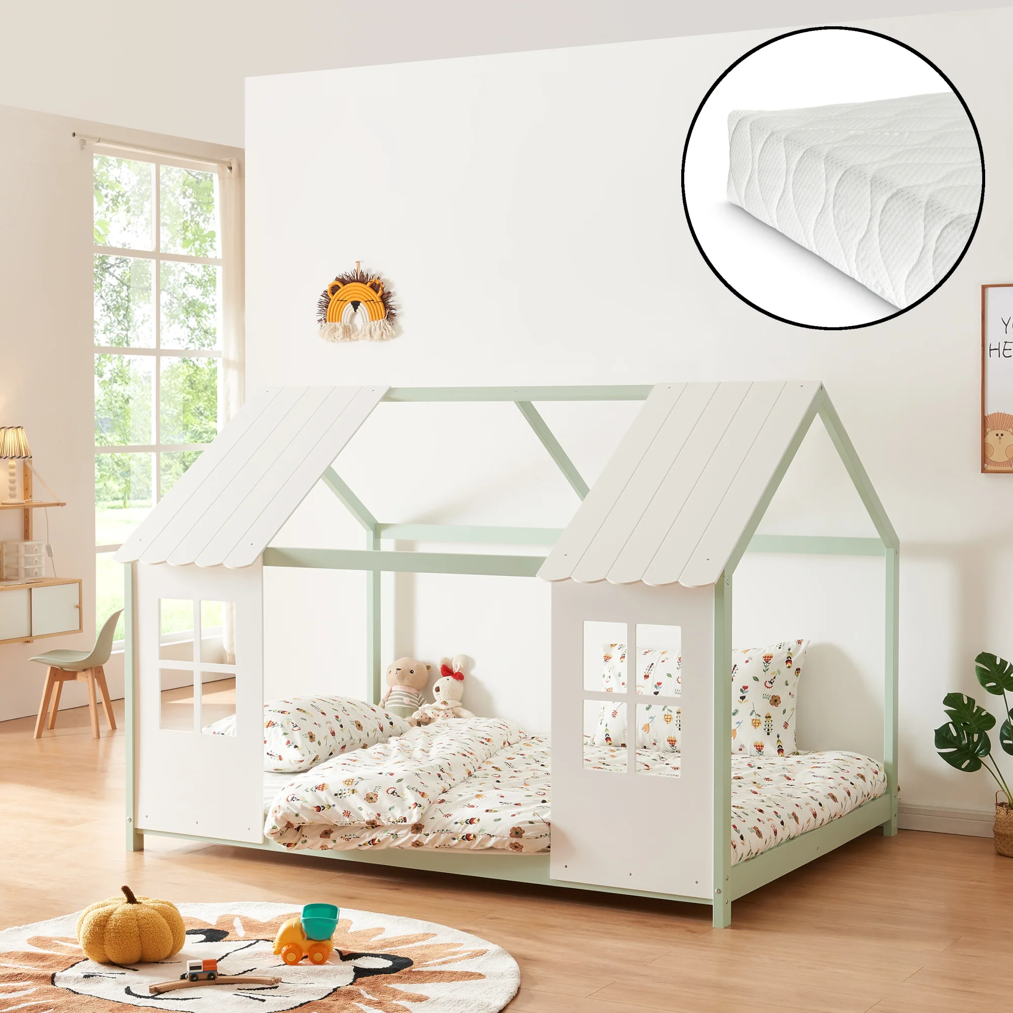 Halboffenes Kinderbett Tostedt mit Matratze  [en.casa] - Image 9