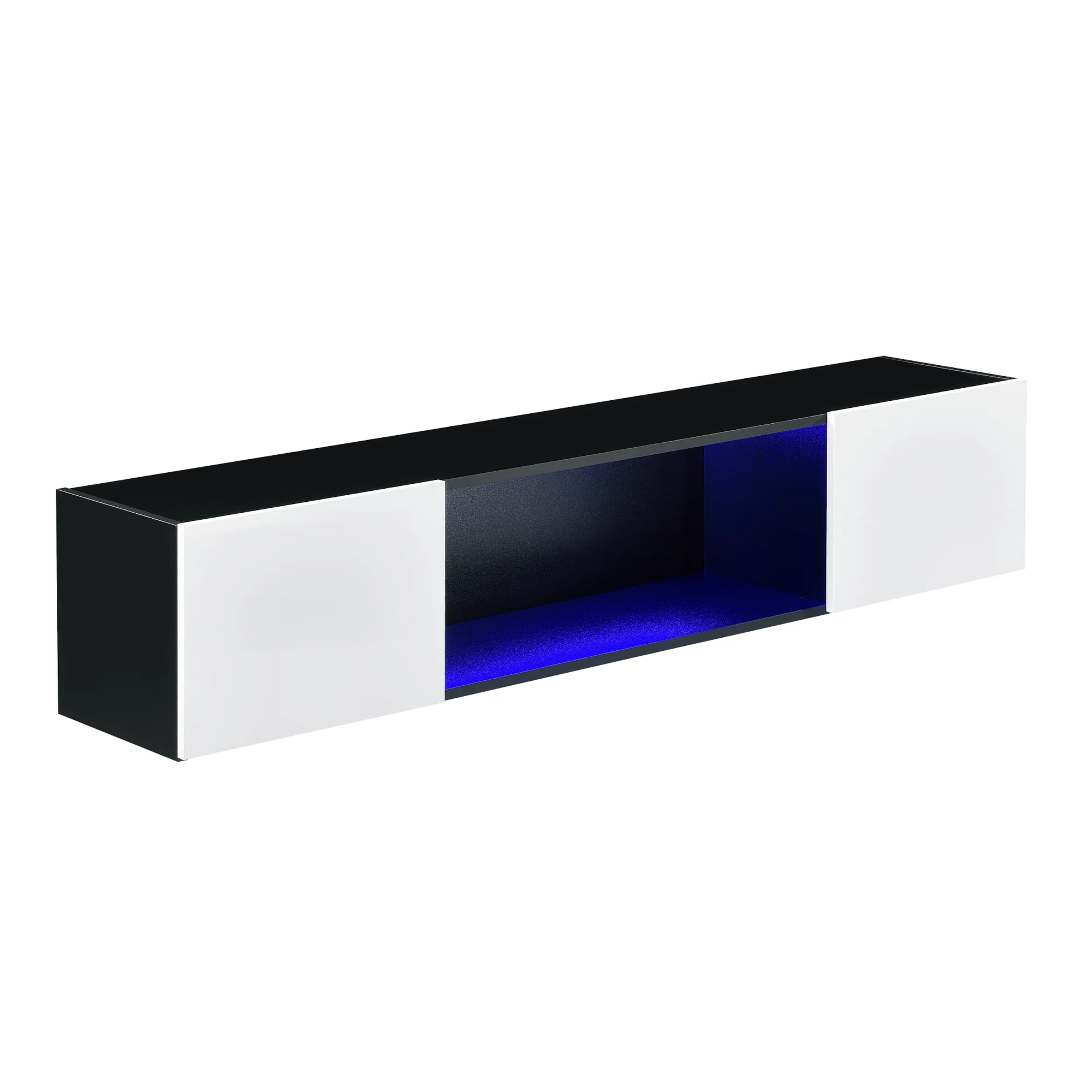 Hängeboard Thabong 150x30x30 cm mit LED Beleuchtung Schwarz/Weiß en.casa