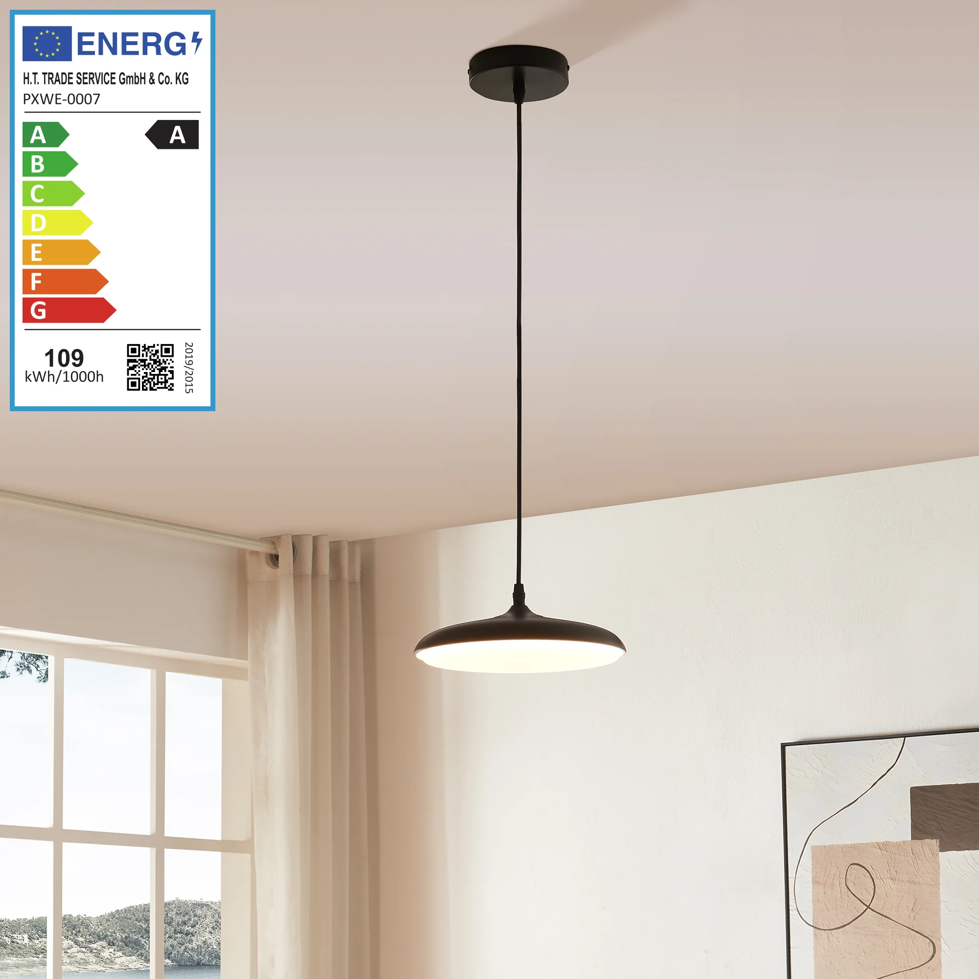 Hängeleuchte Oupilu mit integrierten LEDs Metall 120x25x25 cm Schwarz/Weiß [lux.pro]