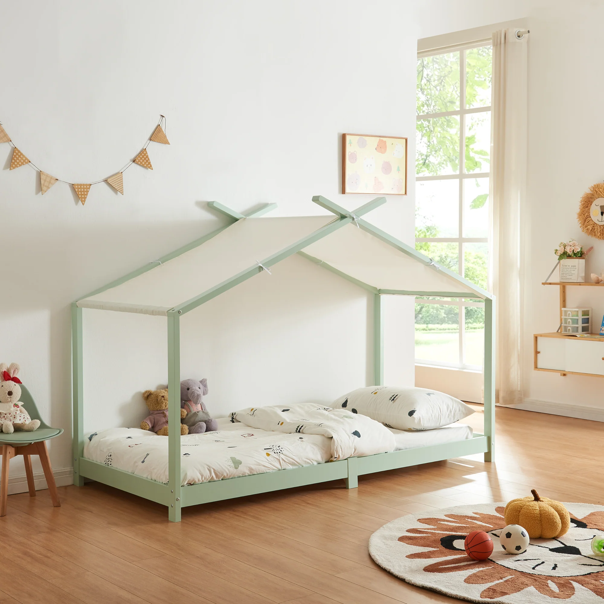 Hausbett Kinderbett Brome aus Holz 90x200 cm mit Lattenrost [en.casa] - Image 3
