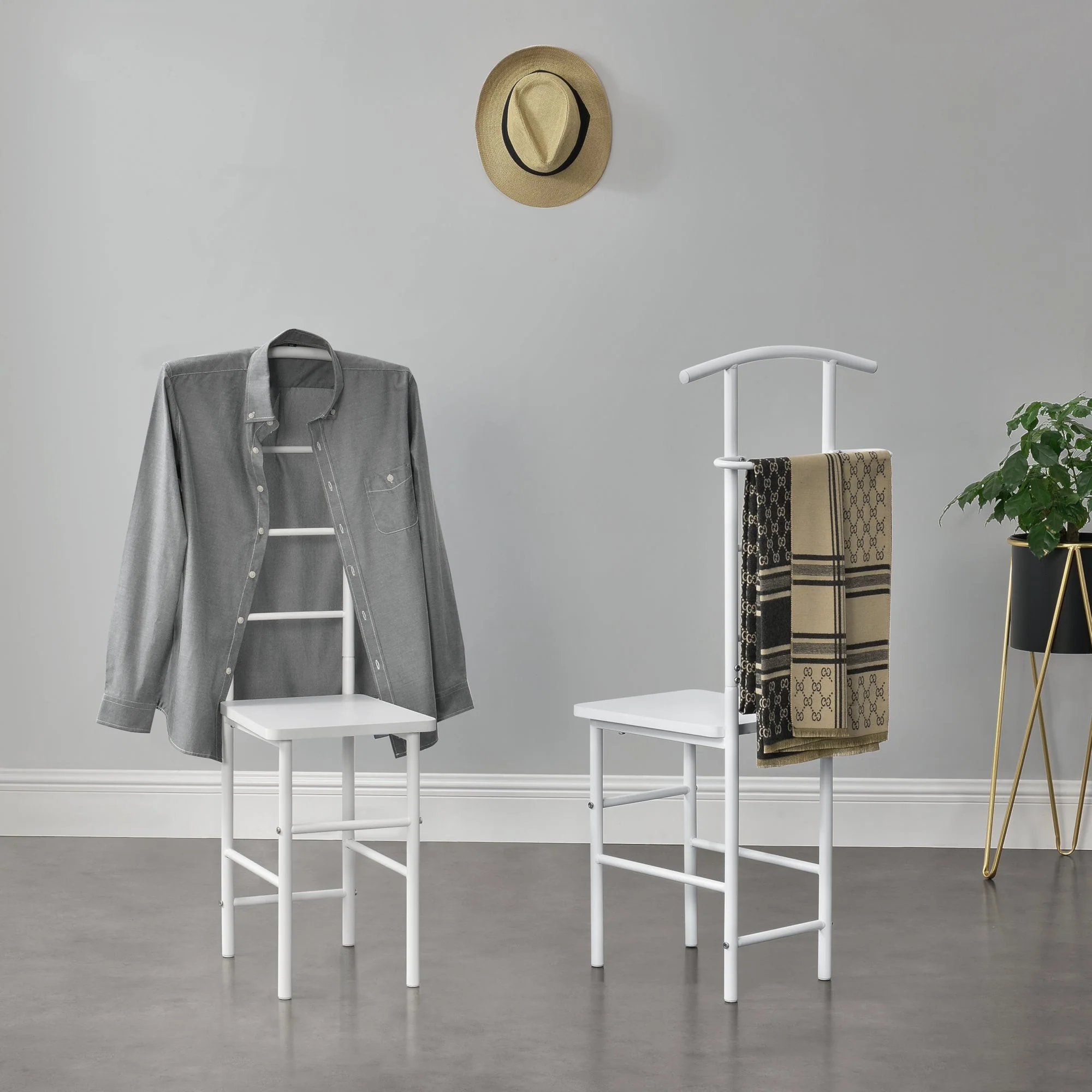 Herrendiener Stuhl Anaheim 107x45x45 cm mit Kleiderbügel en.casa - Image 7