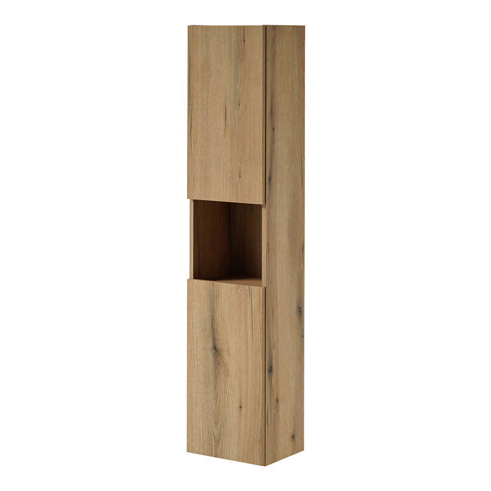 Hochschrank Skelbolu 140x30x25 cm Eichenoptik [en.casa]