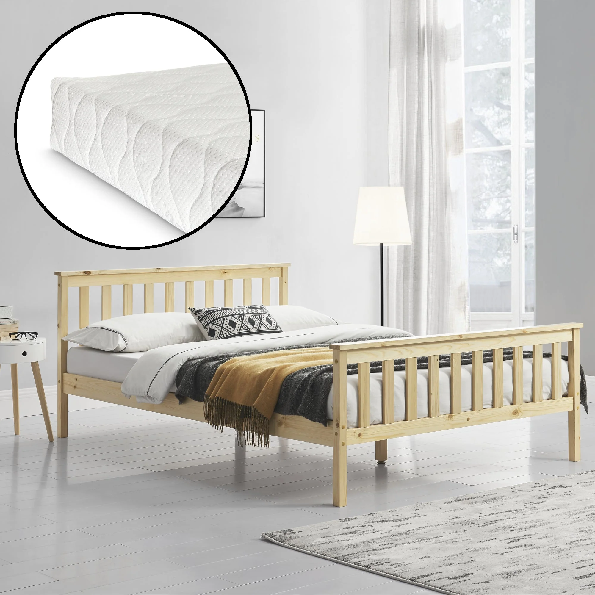 Holzbett Hellnar mit Kaltschaummatratze in versch. Farben und Größen [en.casa] - Image 12