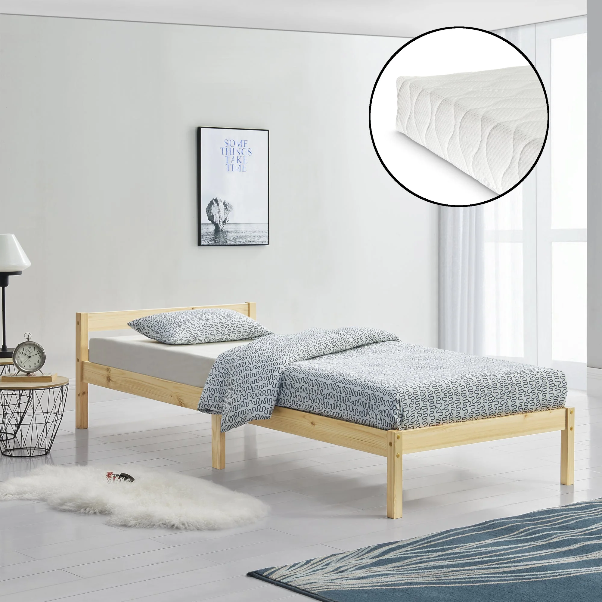 Holzbett Nakkila versch. Farben und Größen mit Kaltschaummatratze en.casa - Image 35