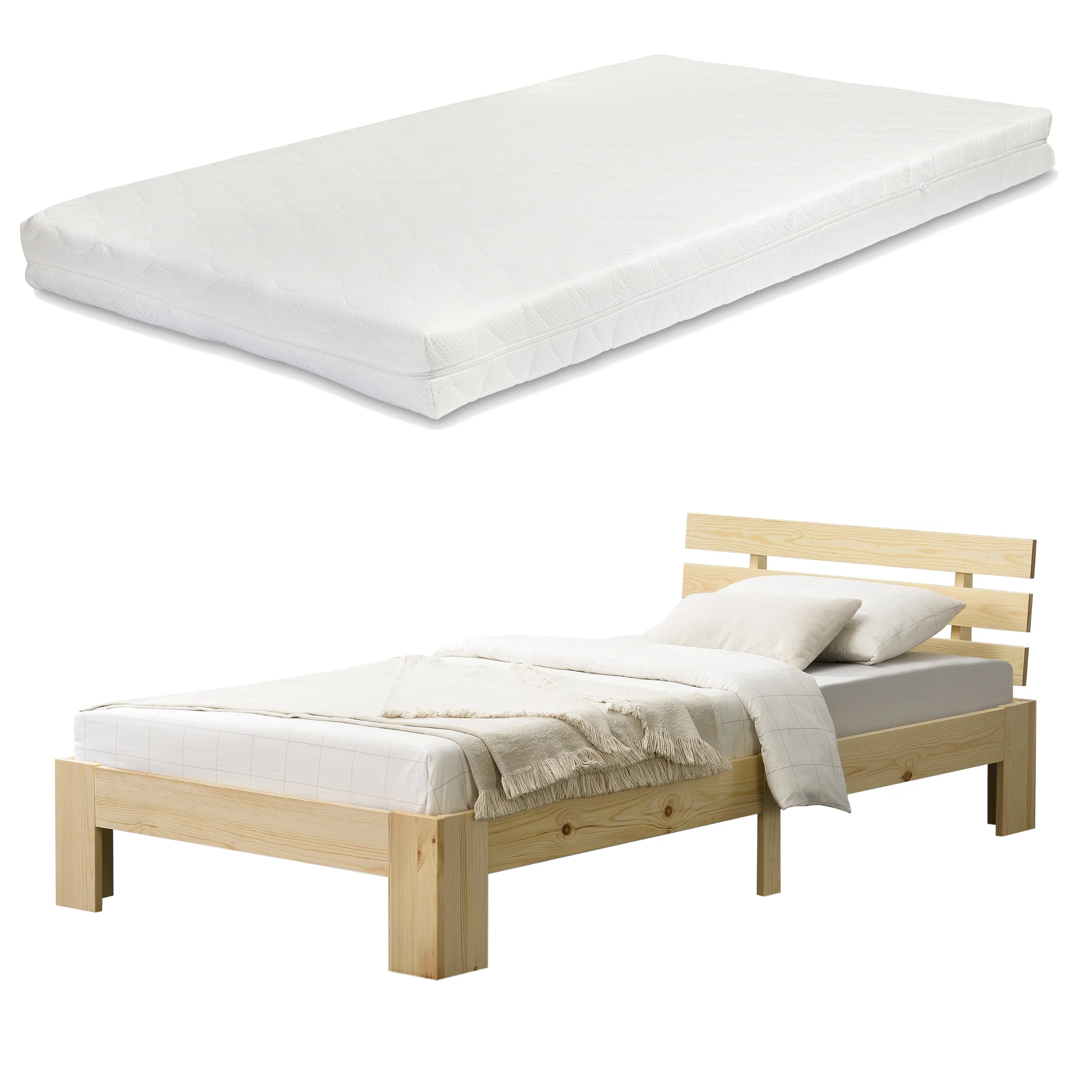 Holzbett Nivala mit Kaltschaummatratze versch. Farben und Größen en.casa - Image 17