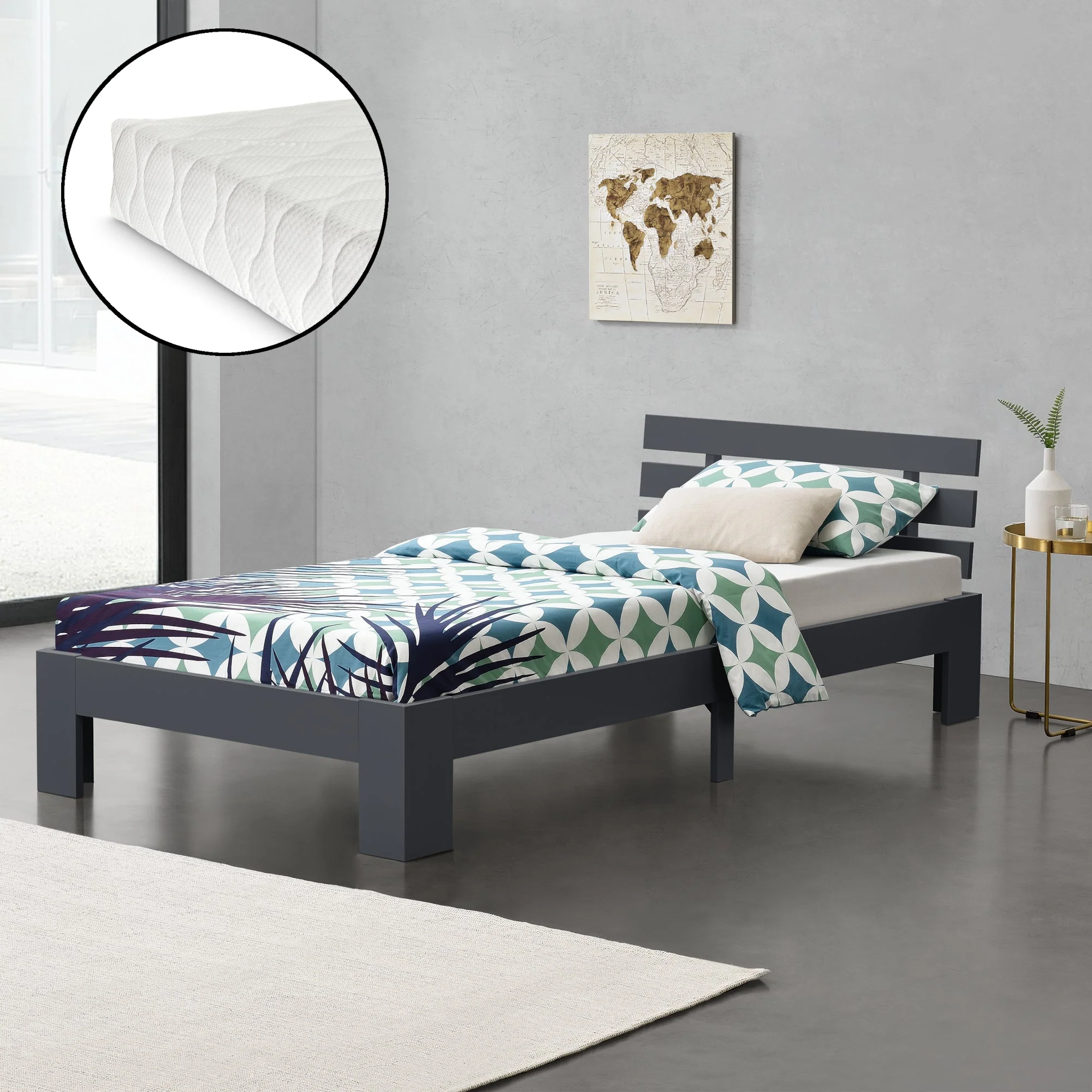 Holzbett Nivala mit Kaltschaummatratze versch. Farben und Größen en.casa - Image 25