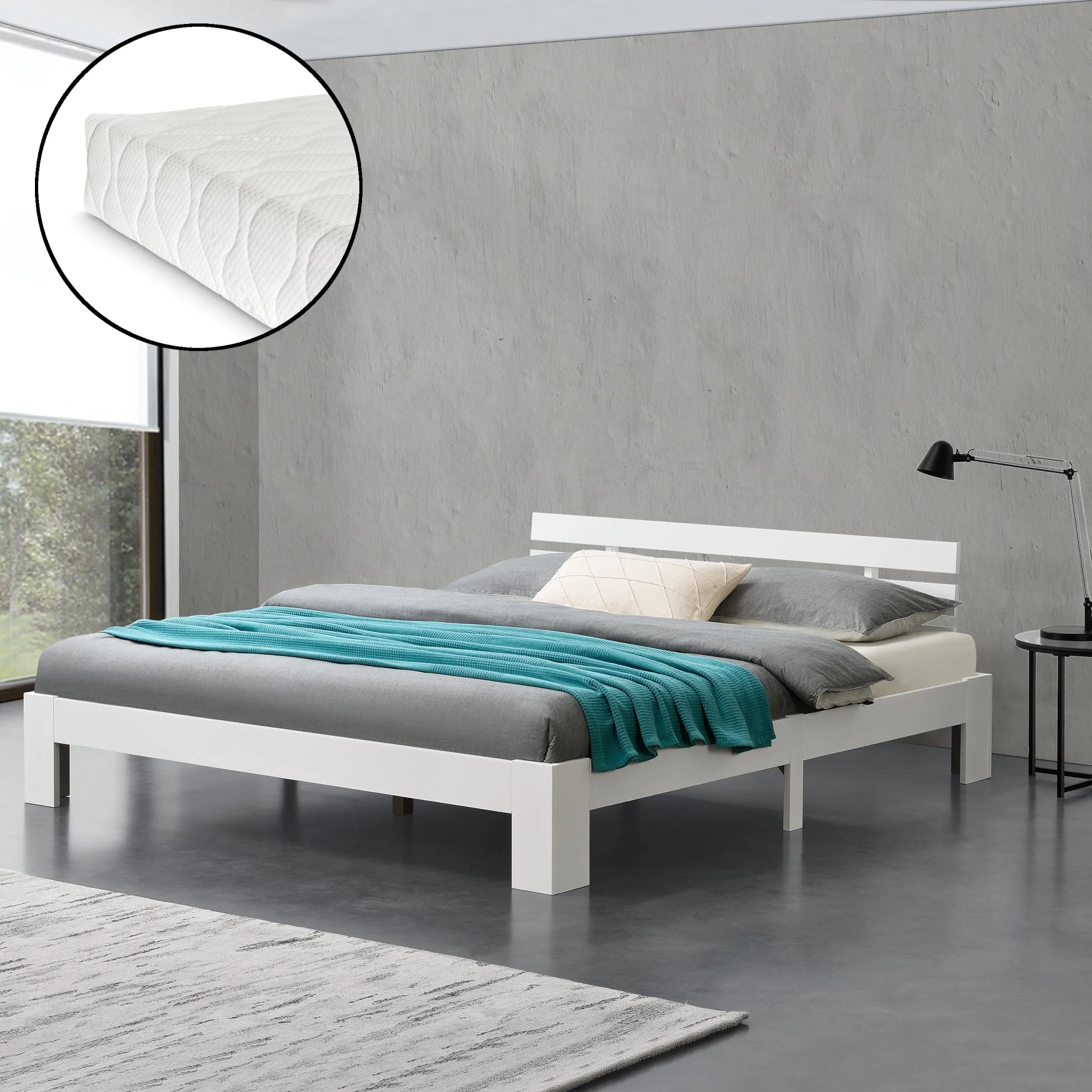 Holzbett Nivala mit Kaltschaummatratze versch. Farben und Größen en.casa - Image 26