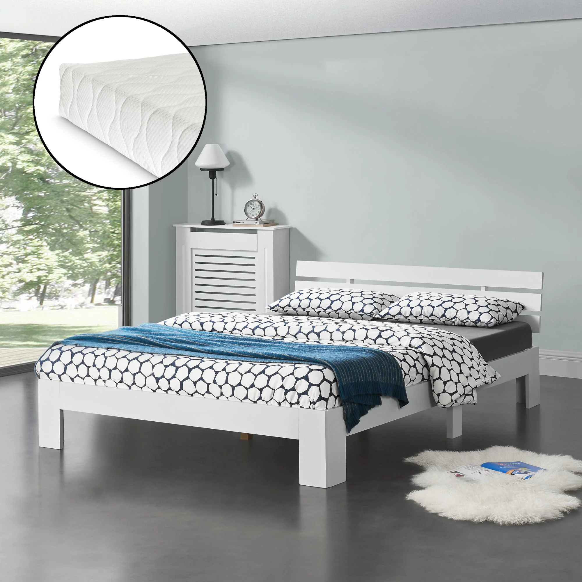 Holzbett Nivala mit Kaltschaummatratze versch. Farben und Größen en.casa - Image 28