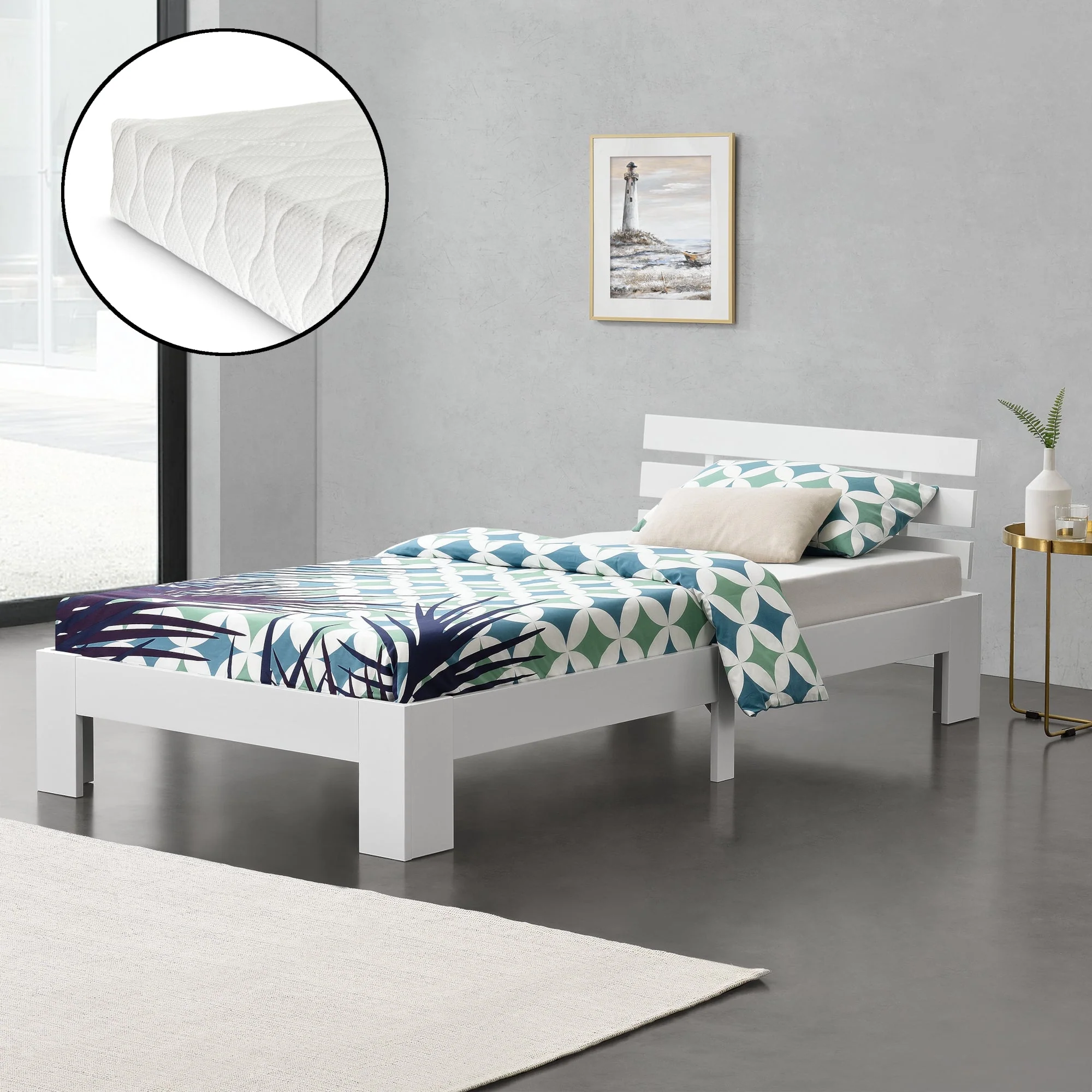 Holzbett Nivala mit Kaltschaummatratze versch. Farben und Größen en.casa - Image 31