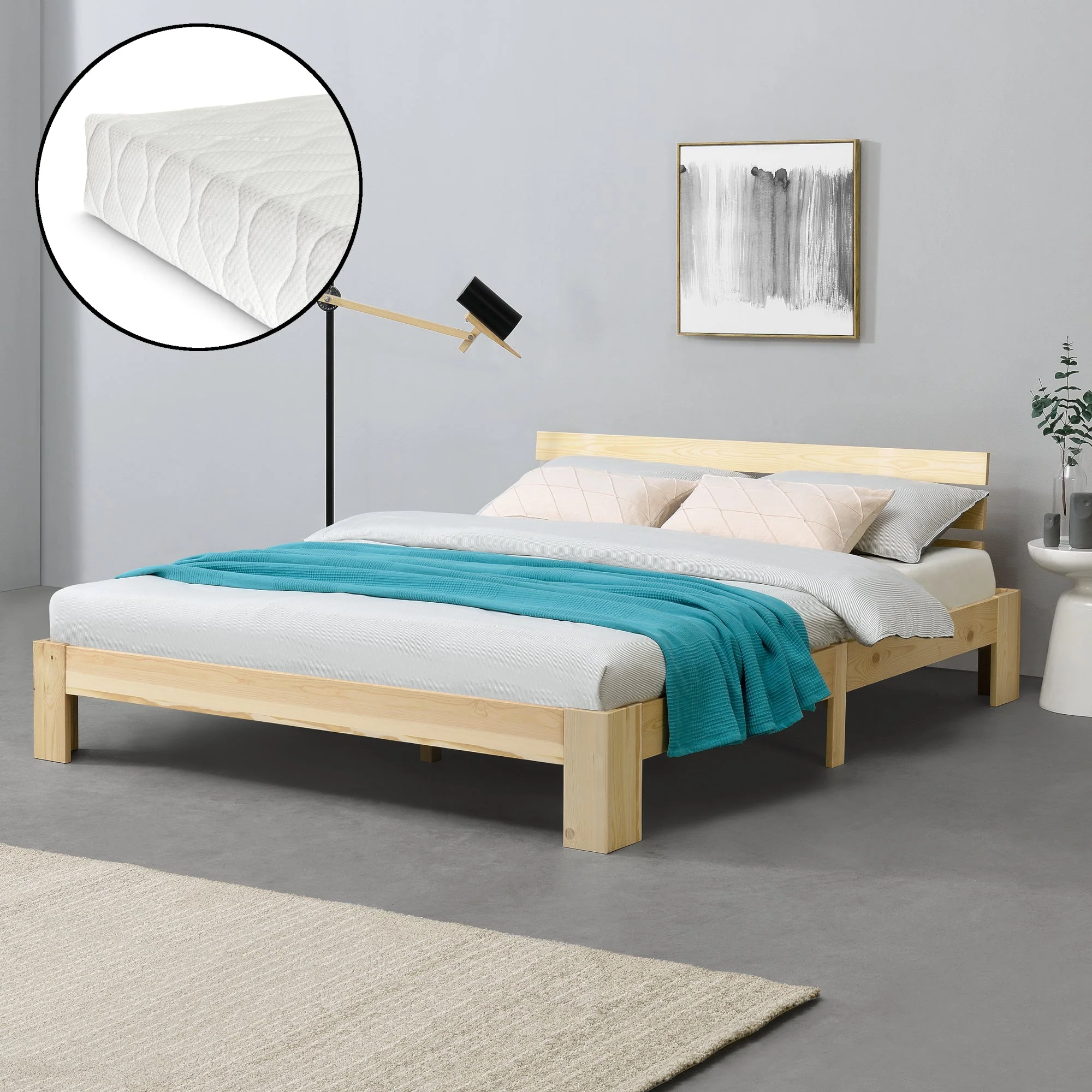 Holzbett Nivala mit Kaltschaummatratze versch. Farben und Größen en.casa - Image 32