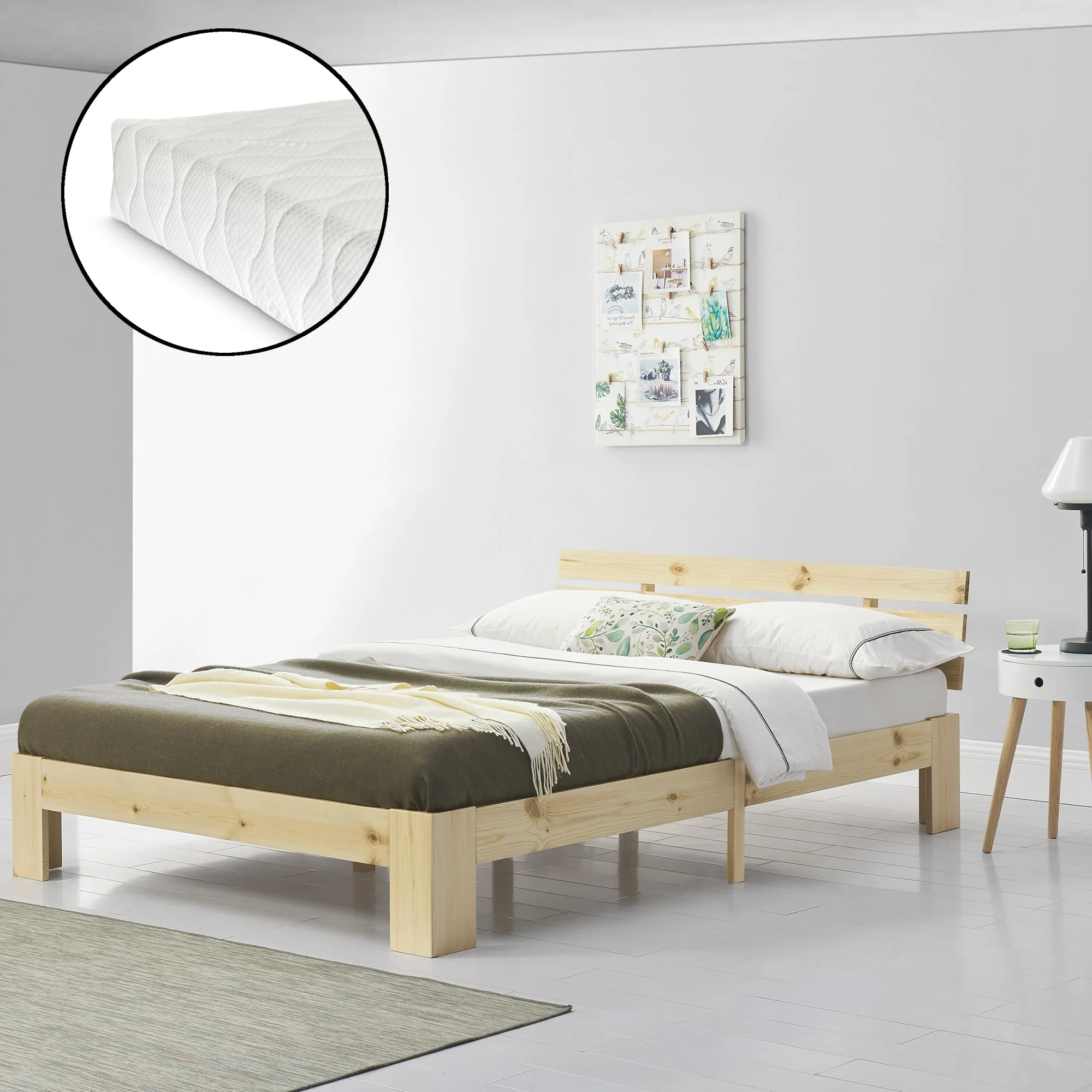 Holzbett Nivala mit Kaltschaummatratze versch. Farben und Größen en.casa - Image 33