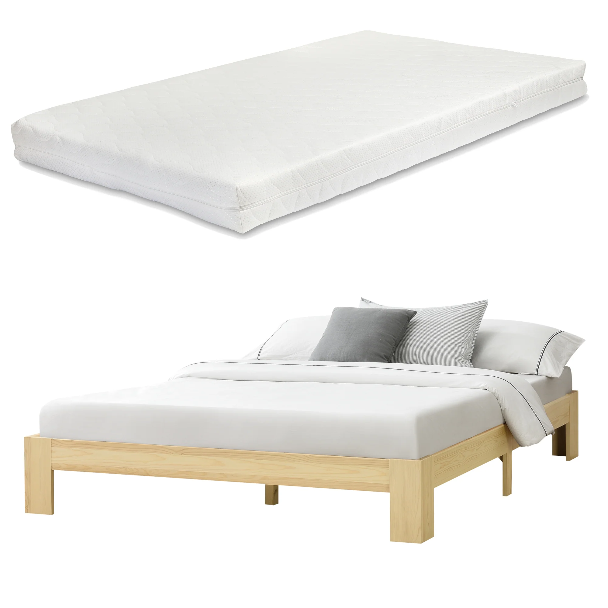 Holzbett Raisio mit Kaltschaummatratze versch. Farben und Größen en.casa - Image 16