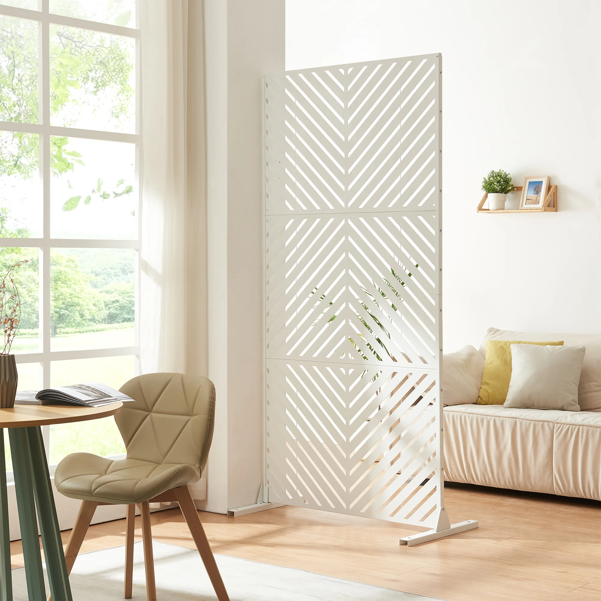 Indoor Trennwand Kekan Stahl 200x100x50 cm Weiß [casa.pro]