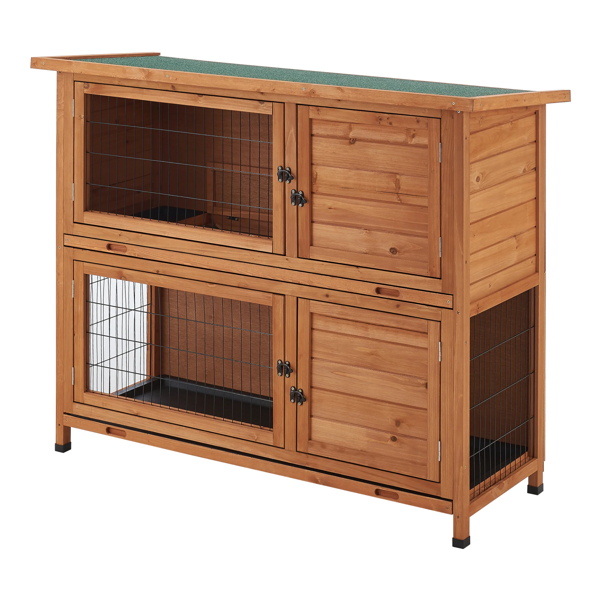 Kaninchenstall Falkenau Kleintiergehege 104x122x50cm Tannenholz [en.casa]