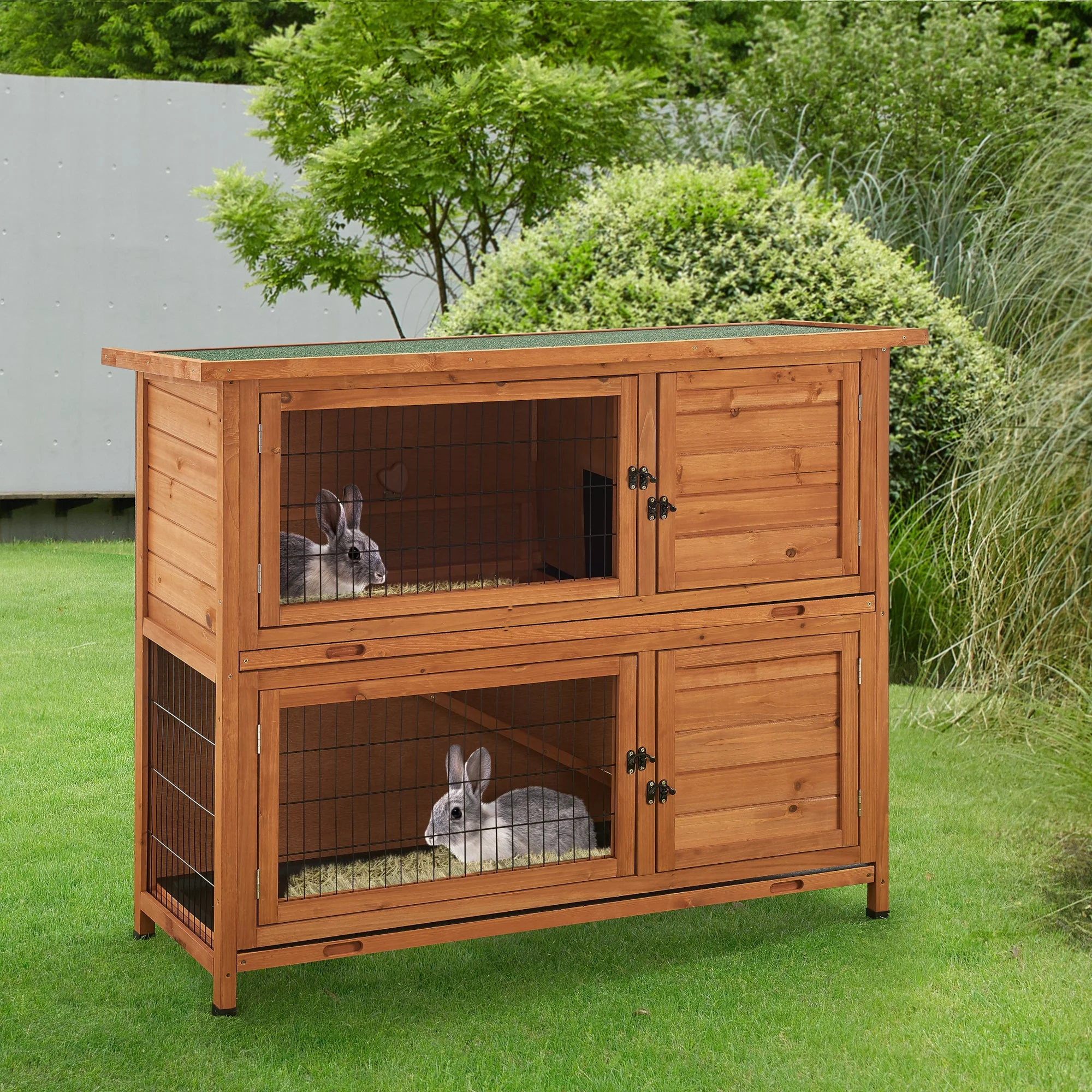 Kaninchenstall Falkenau Kleintiergehege 104x122x50cm Tannenholz [en.casa] - Image 2