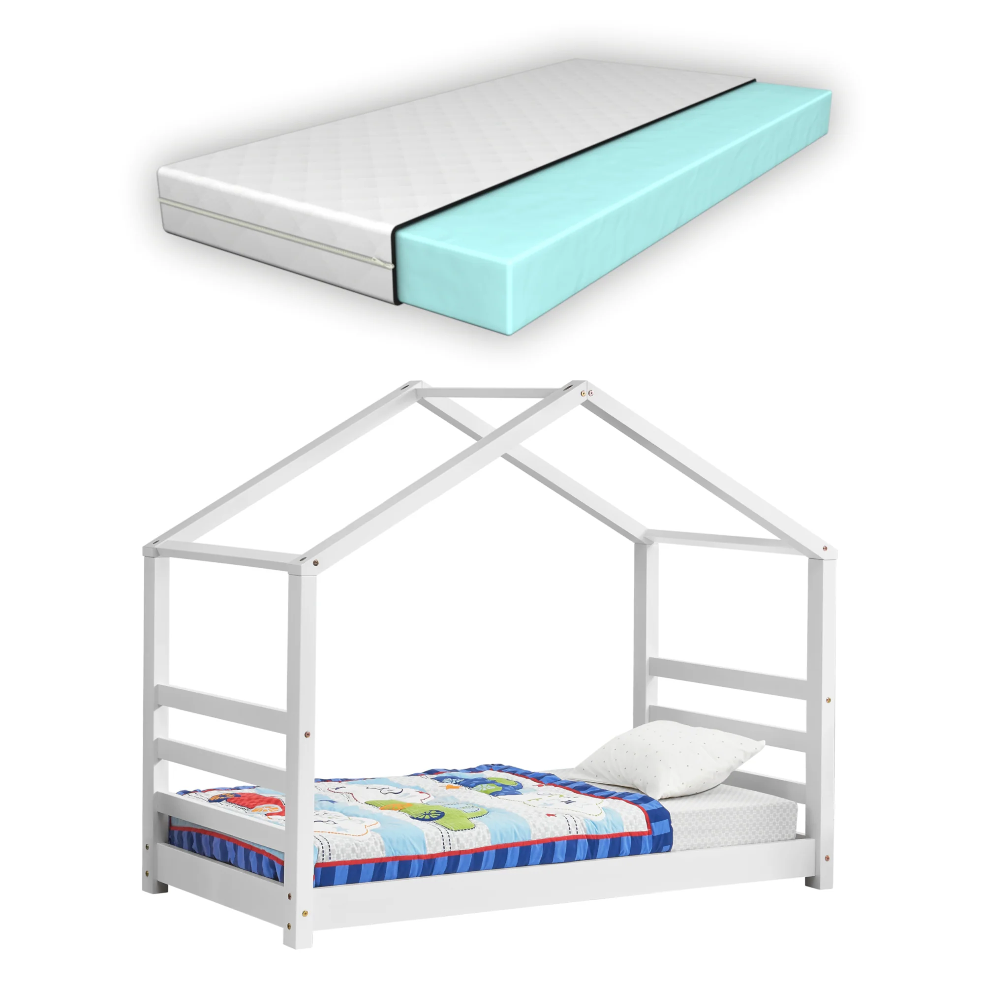Kinderbett Haus mit Zaun in versch. Farben und Größen en.casa - Image 3