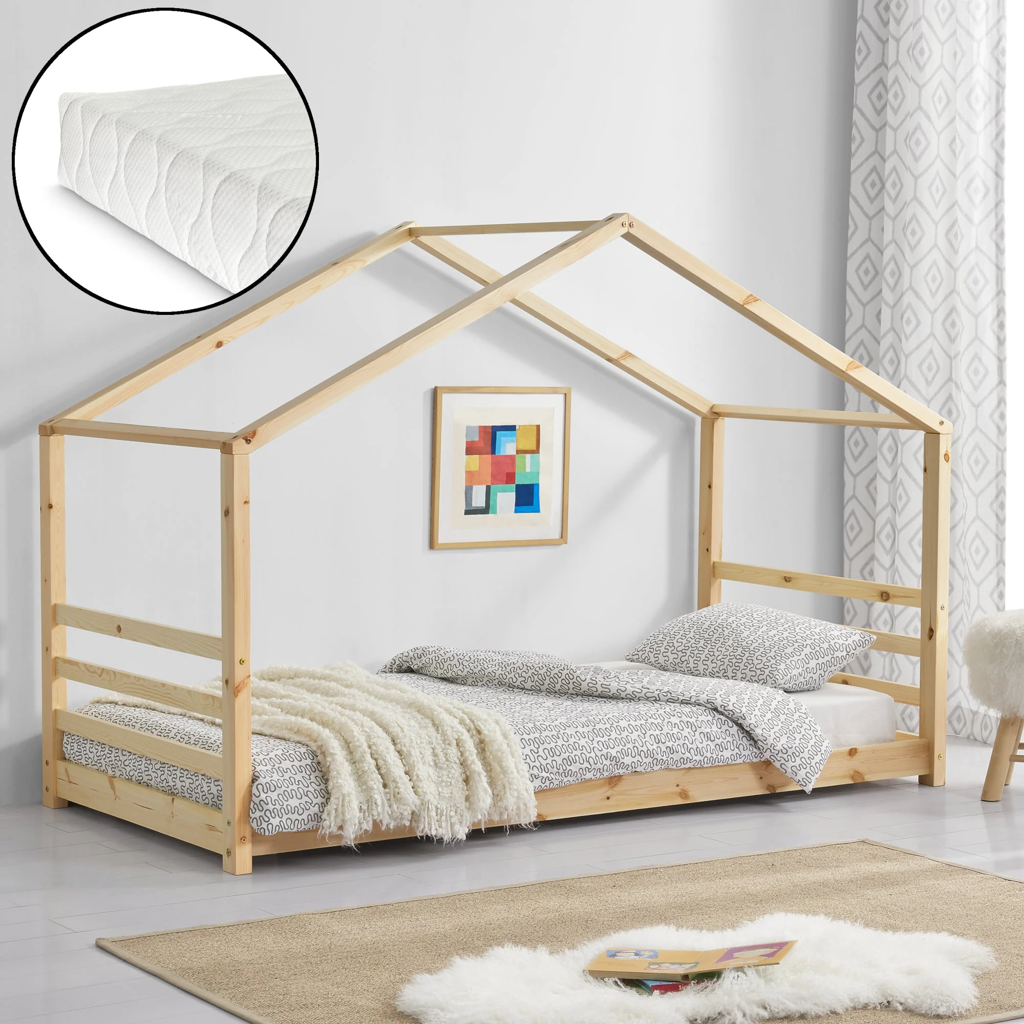 Kinderbett Haus mit Zaun in versch. Farben und Größen en.casa - Image 9