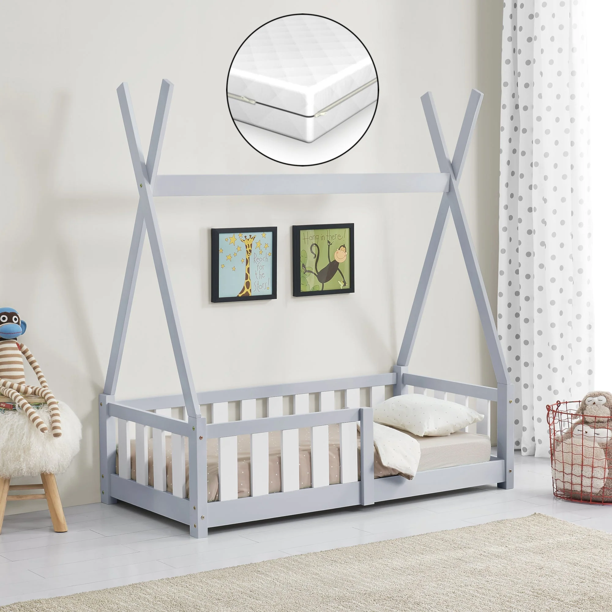 Kinderbett Helsingborg mit Matratze 70x140 cm [en.casa] - Image 6