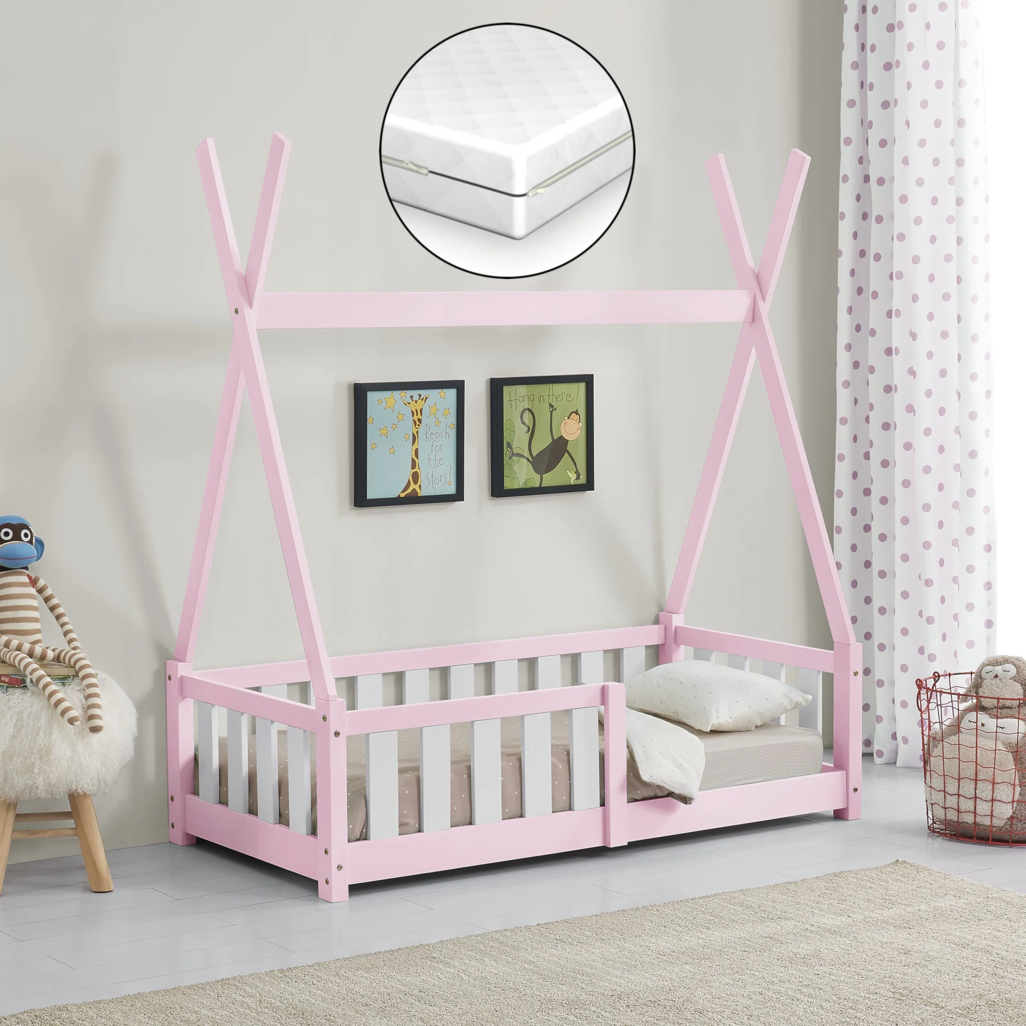 Kinderbett Helsingborg mit Matratze 70x140 cm [en.casa] - Image 7