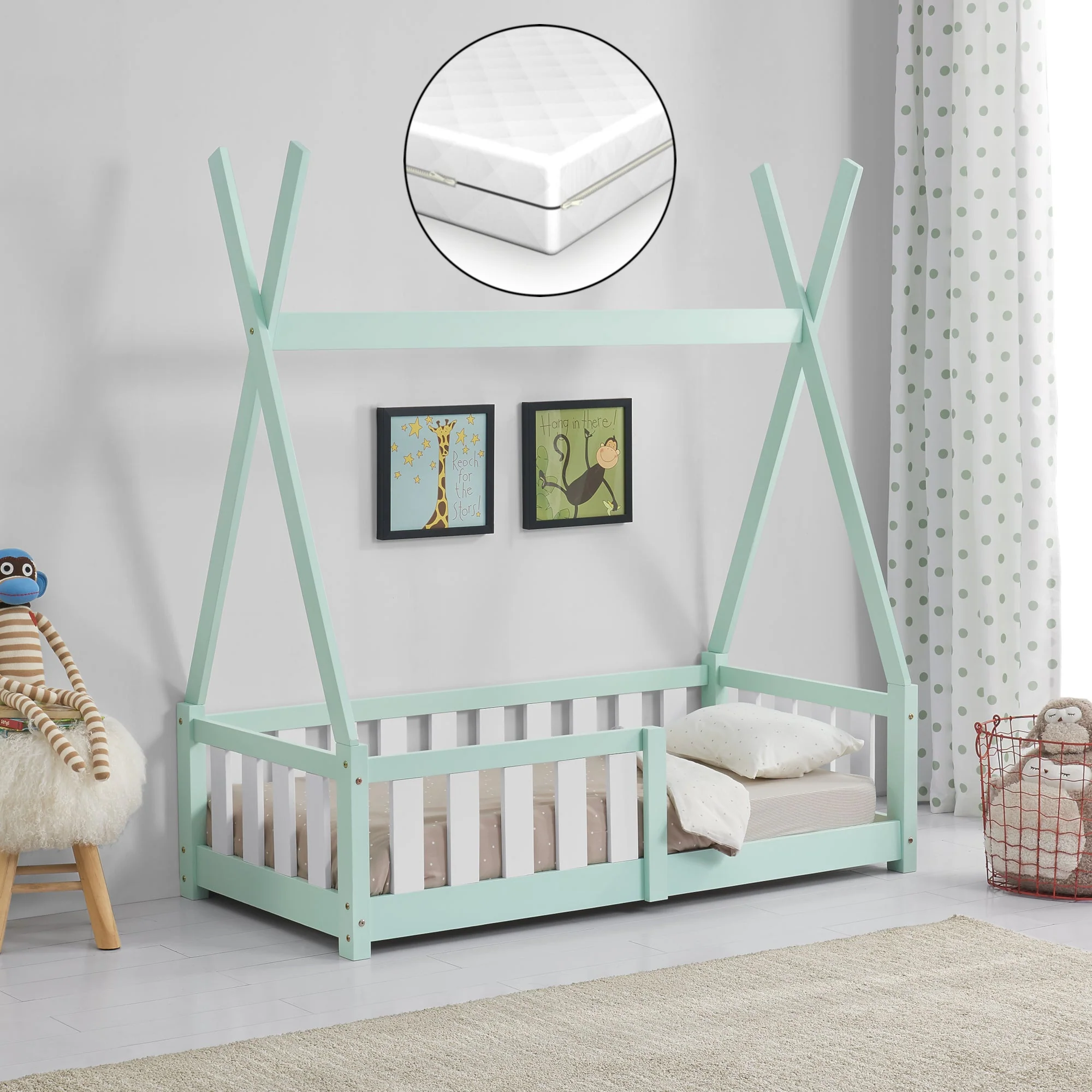 Kinderbett Helsingborg mit Matratze 70x140 cm [en.casa] - Image 8