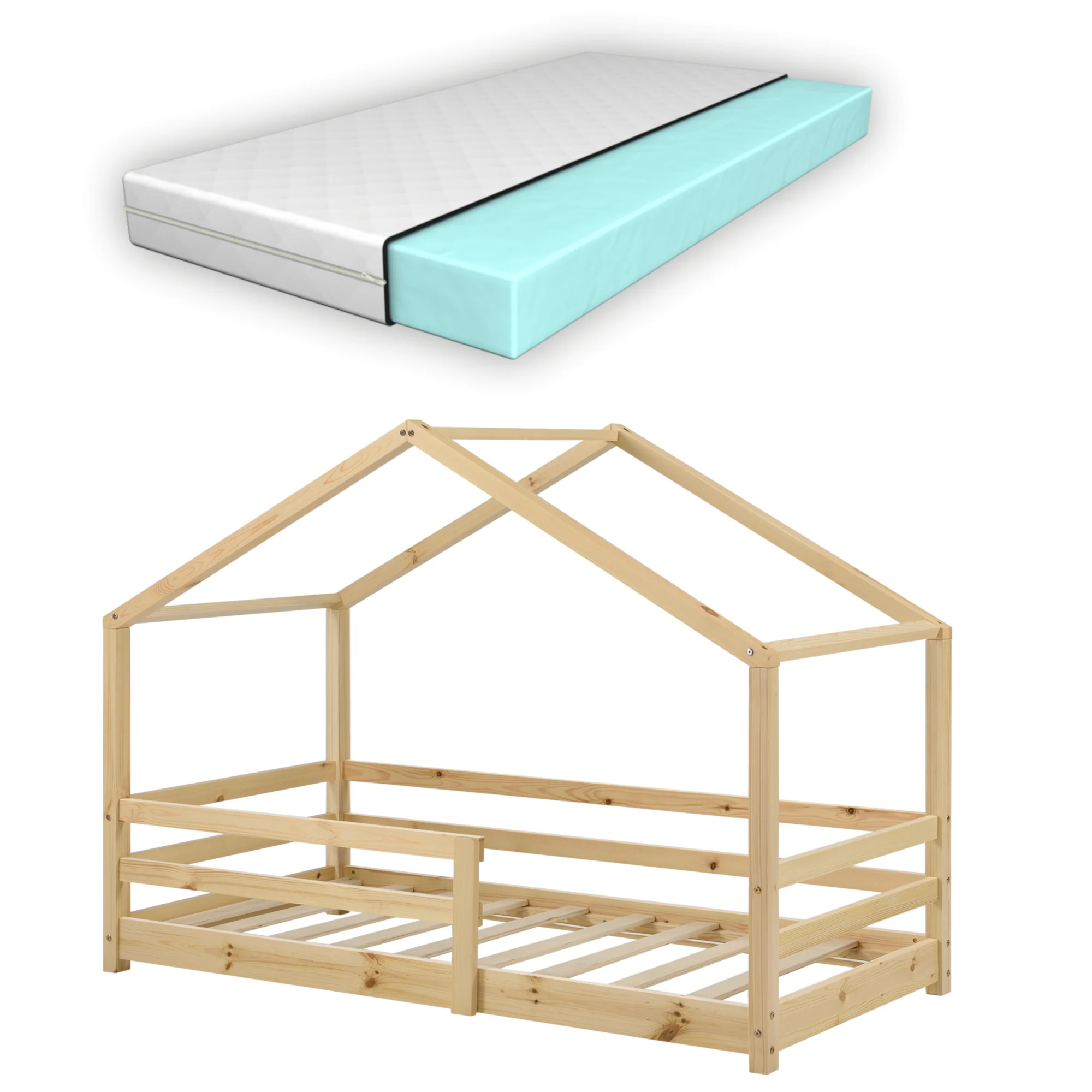 Kinderbett Knätten mit Matratze und Rausfallschutz in versch. Größen und Farben [en.casa] - Image 10
