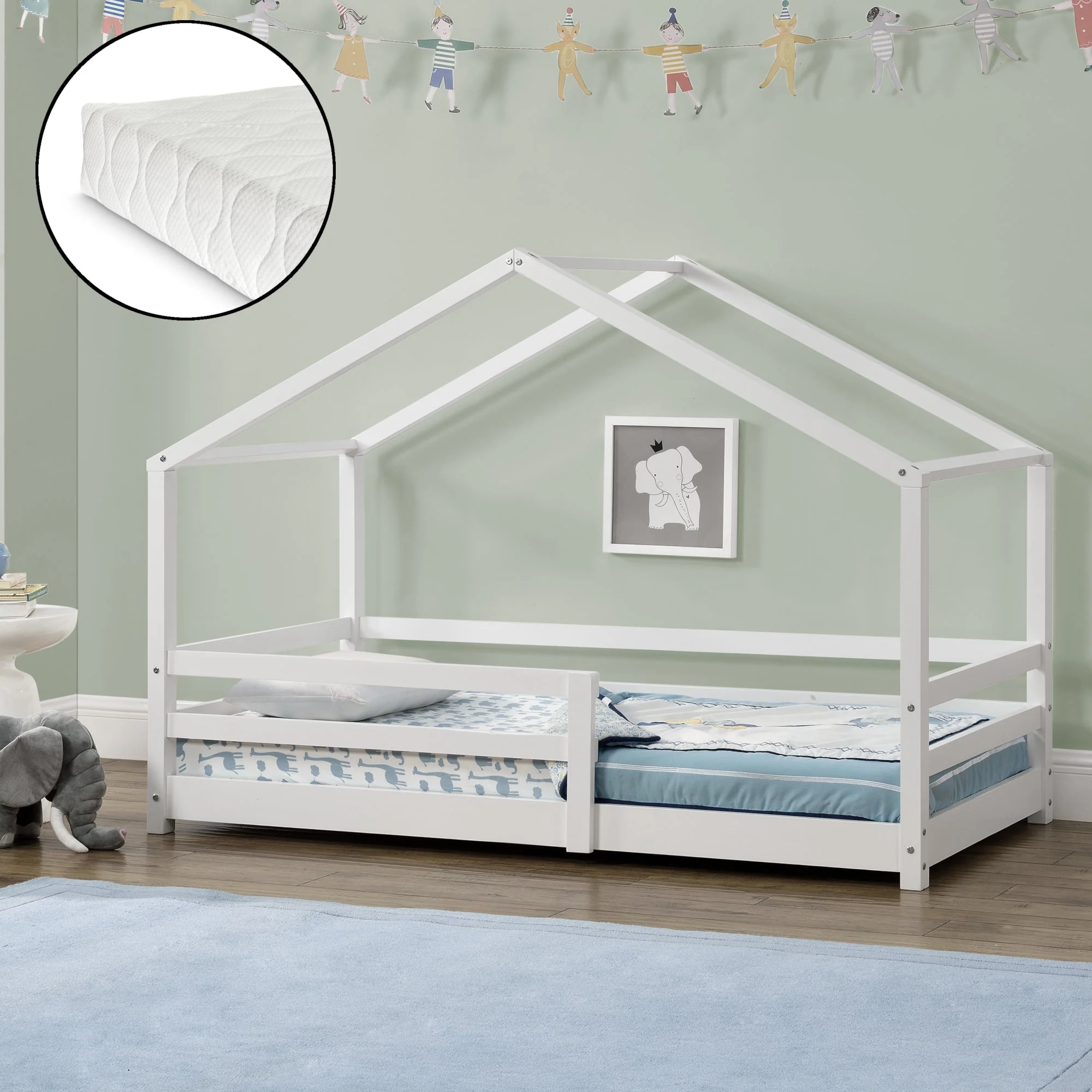 Kinderbett Knätten mit Matratze und Rausfallschutz in versch. Größen und Farben [en.casa] - Image 11