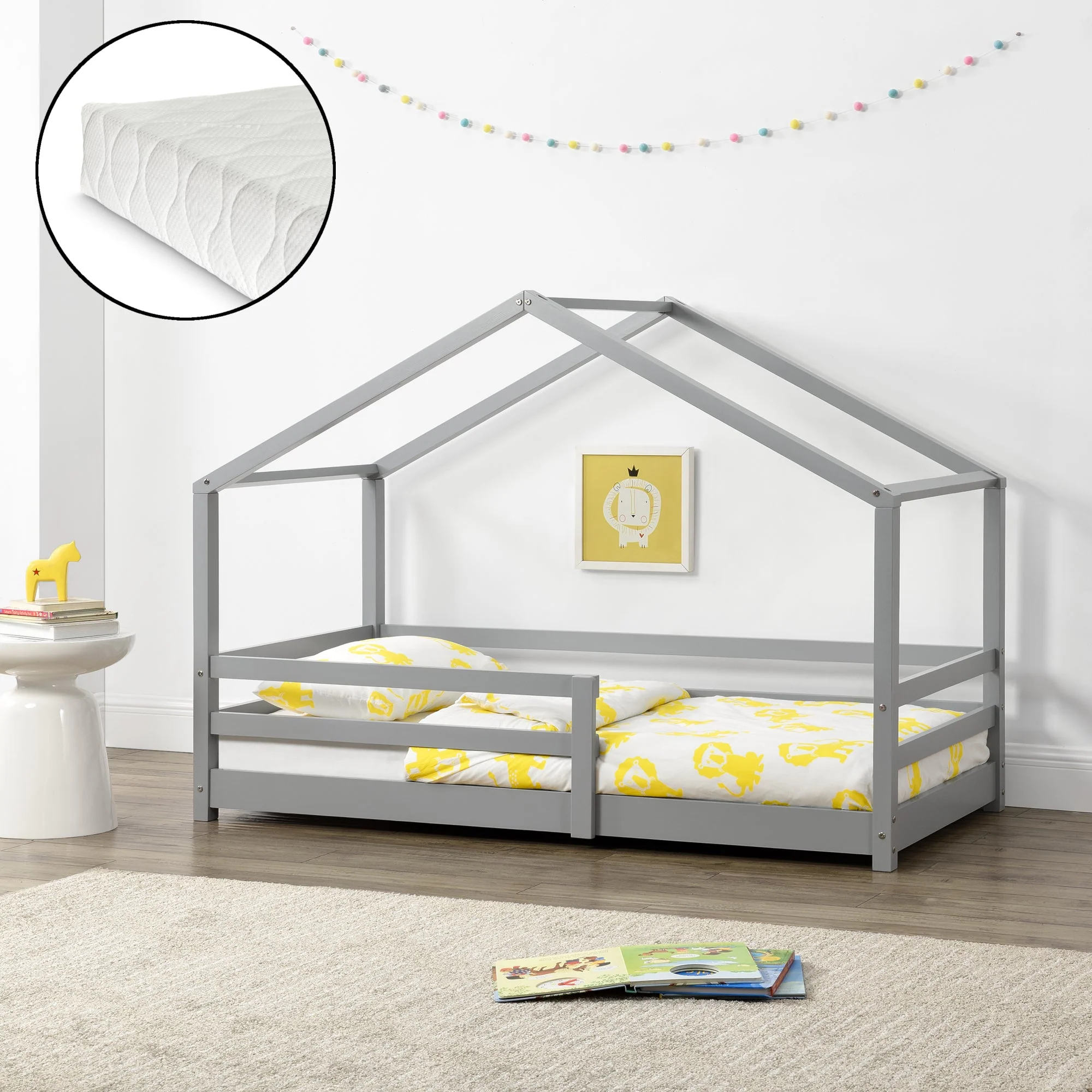 Kinderbett Knätten mit Matratze und Rausfallschutz in versch. Größen und Farben [en.casa] - Image 12