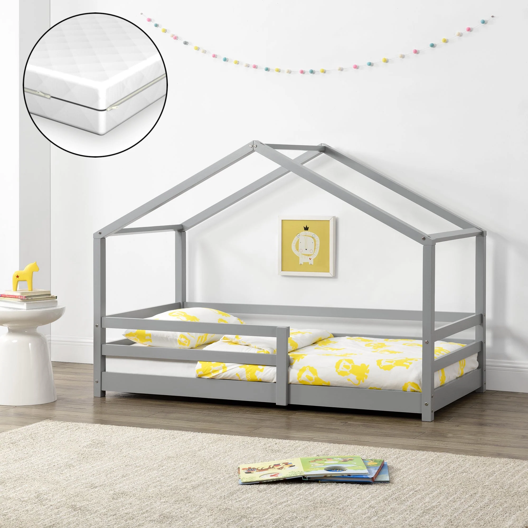 Kinderbett Knätten mit Matratze und Rausfallschutz in versch. Größen und Farben [en.casa] - Image 15