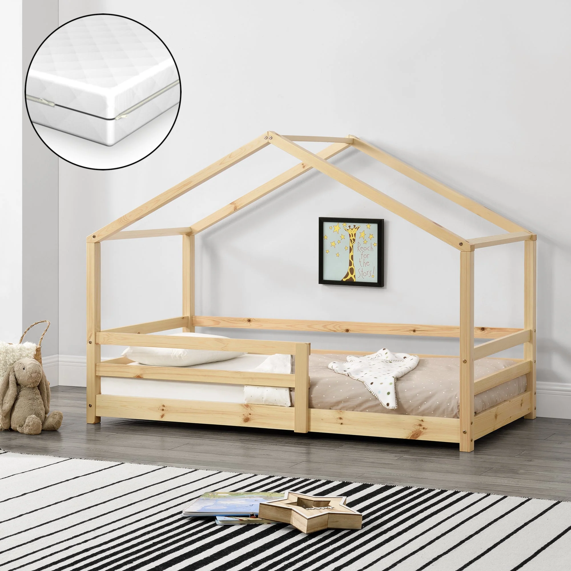 Kinderbett Knätten mit Matratze und Rausfallschutz in versch. Größen und Farben [en.casa] - Image 16