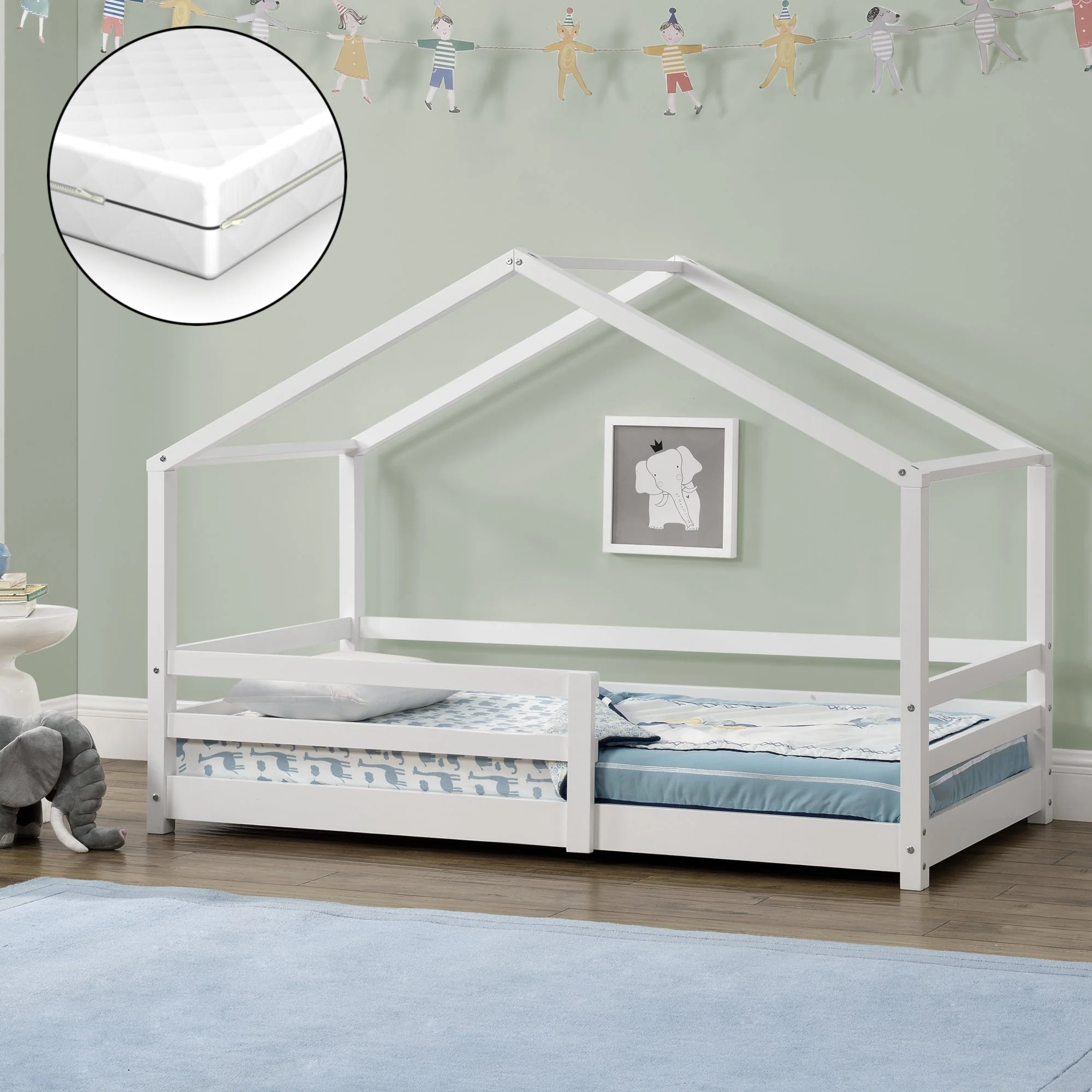 Kinderbett Knätten mit Matratze und Rausfallschutz in versch. Größen und Farben [en.casa] - Image 17