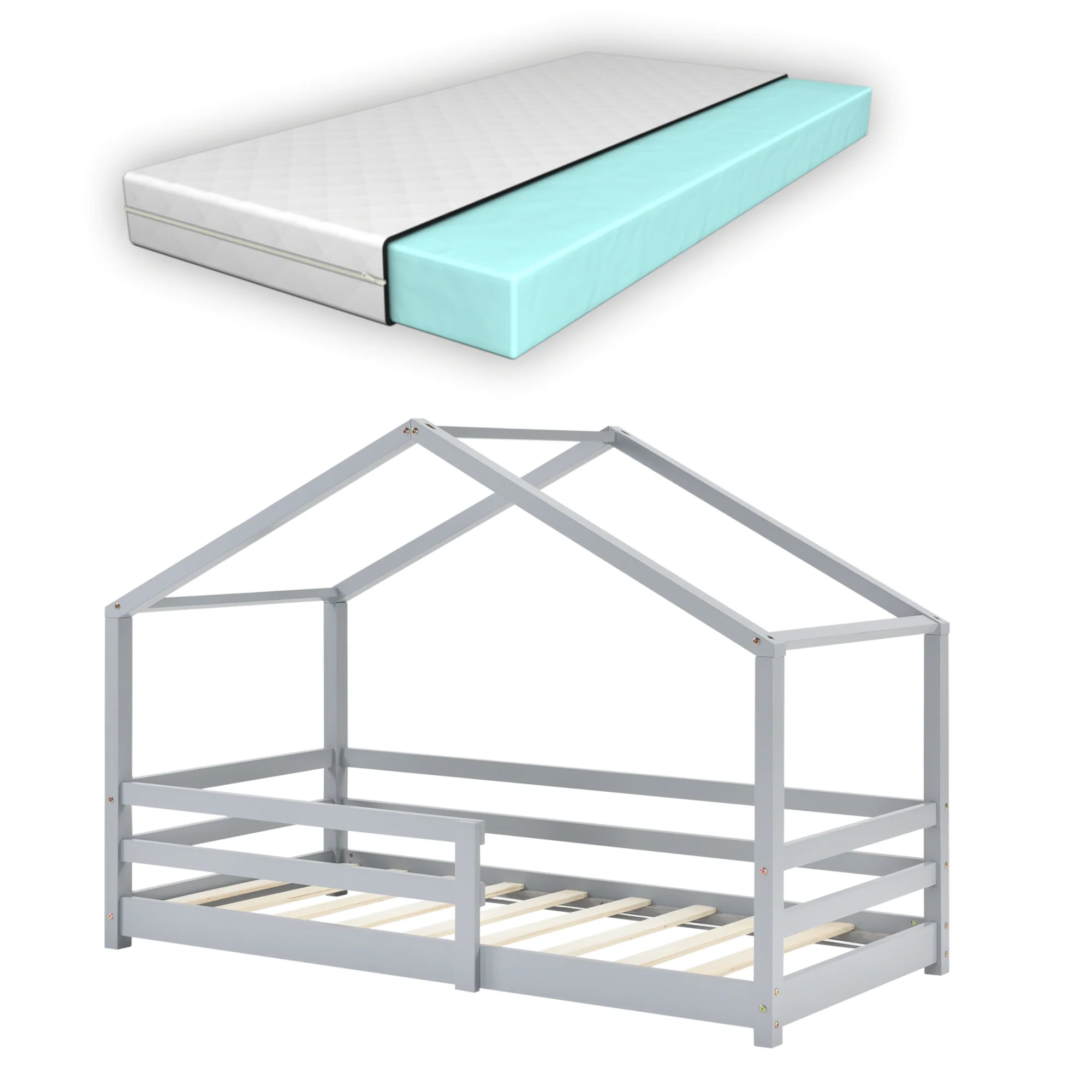 Kinderbett Knätten mit Matratze und Rausfallschutz in versch. Größen und Farben [en.casa] - Image 6