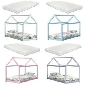 Kinderbett Netstal 90x200 cm mit Kaltschaummatratze Natur [en.casa]